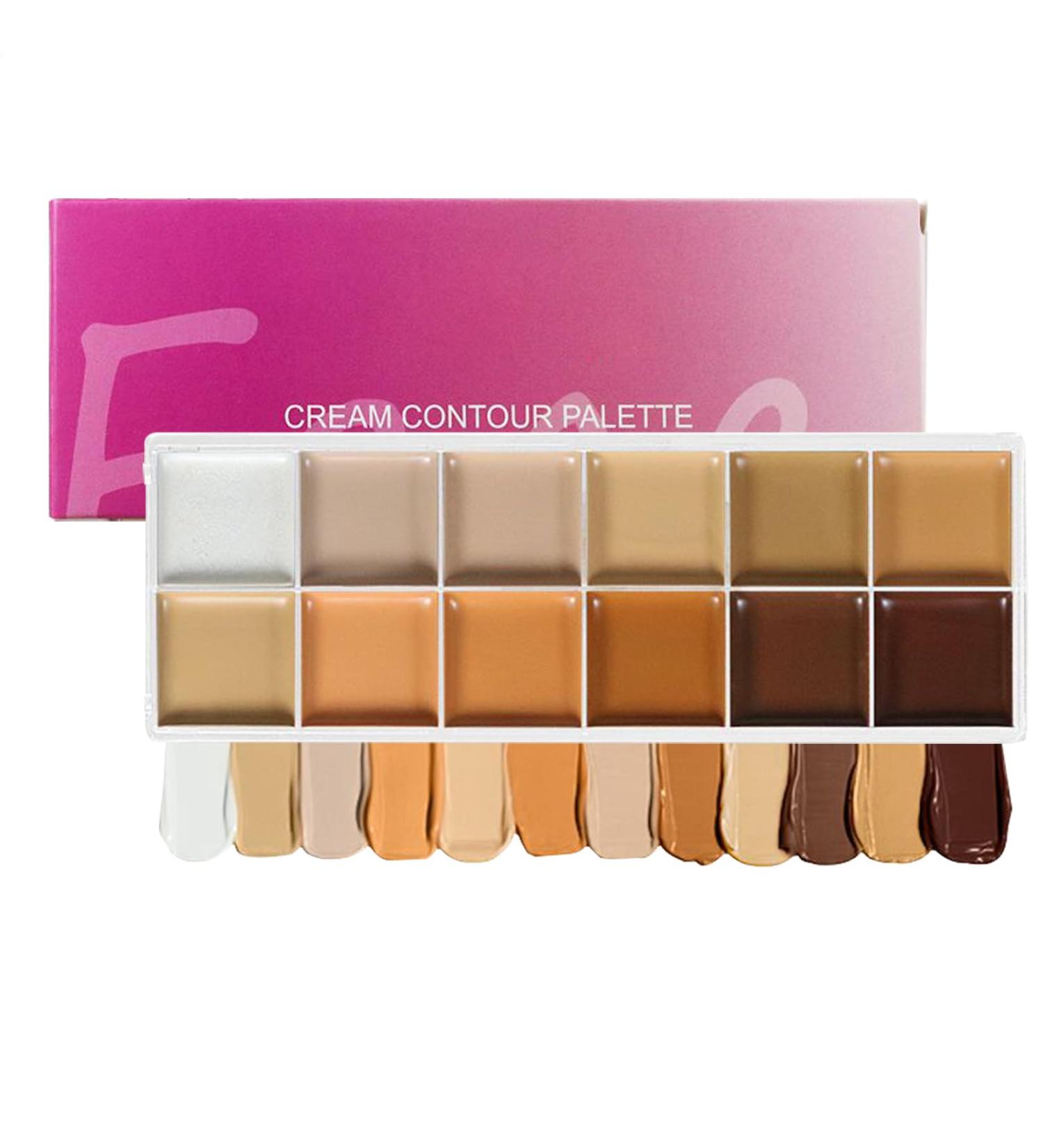 Cream Makeup Palette - 12 Shades Cream Foundation | Concealer for Women Mature Skin Evening Wedding Travel Dates - Buy Online on GoSupps.com