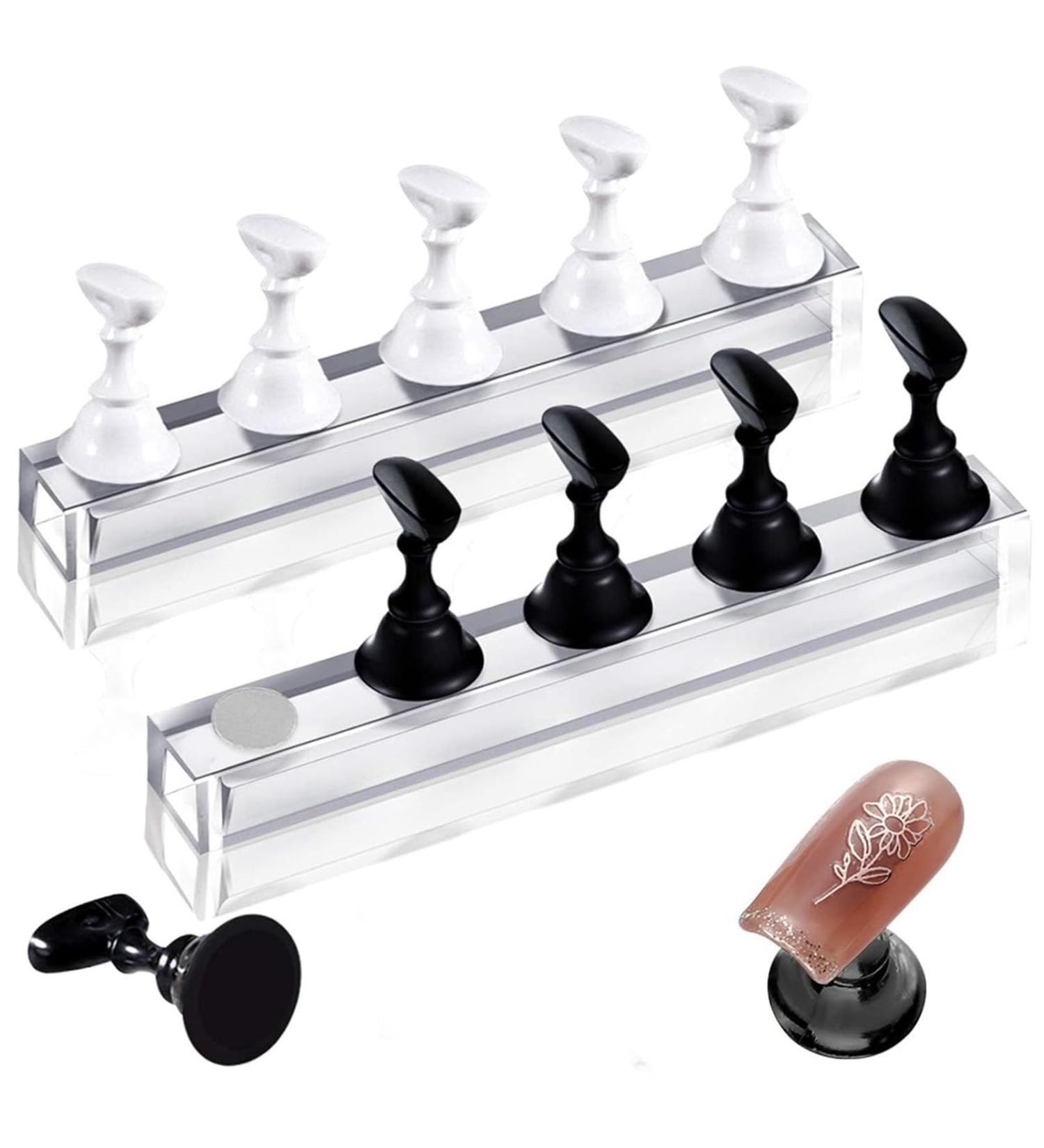 Magnetic Nail Tip Holder Acrylic Nail Display Stand Training Fingernail Display Stand Nail Tip Practice Stand Fingernails Display Stand Set of 2 Acrylic Nails Art Practice Stand - Buy Online on GoSupps.com