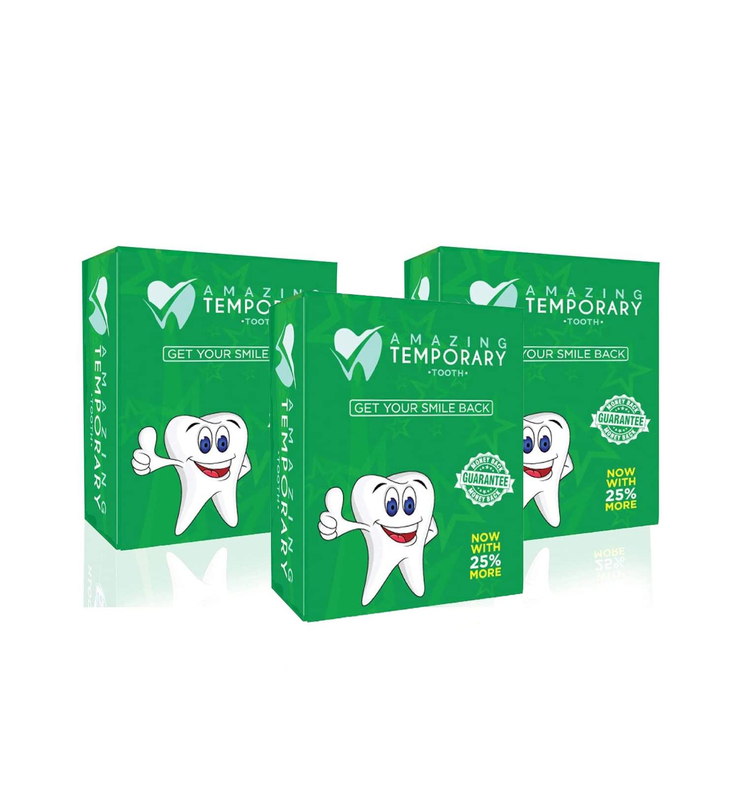 Temporary Tooth Kit 3 Pack Extra Dental Replacement, 25% More Than Competitors - Buy Online on GoSupps.com