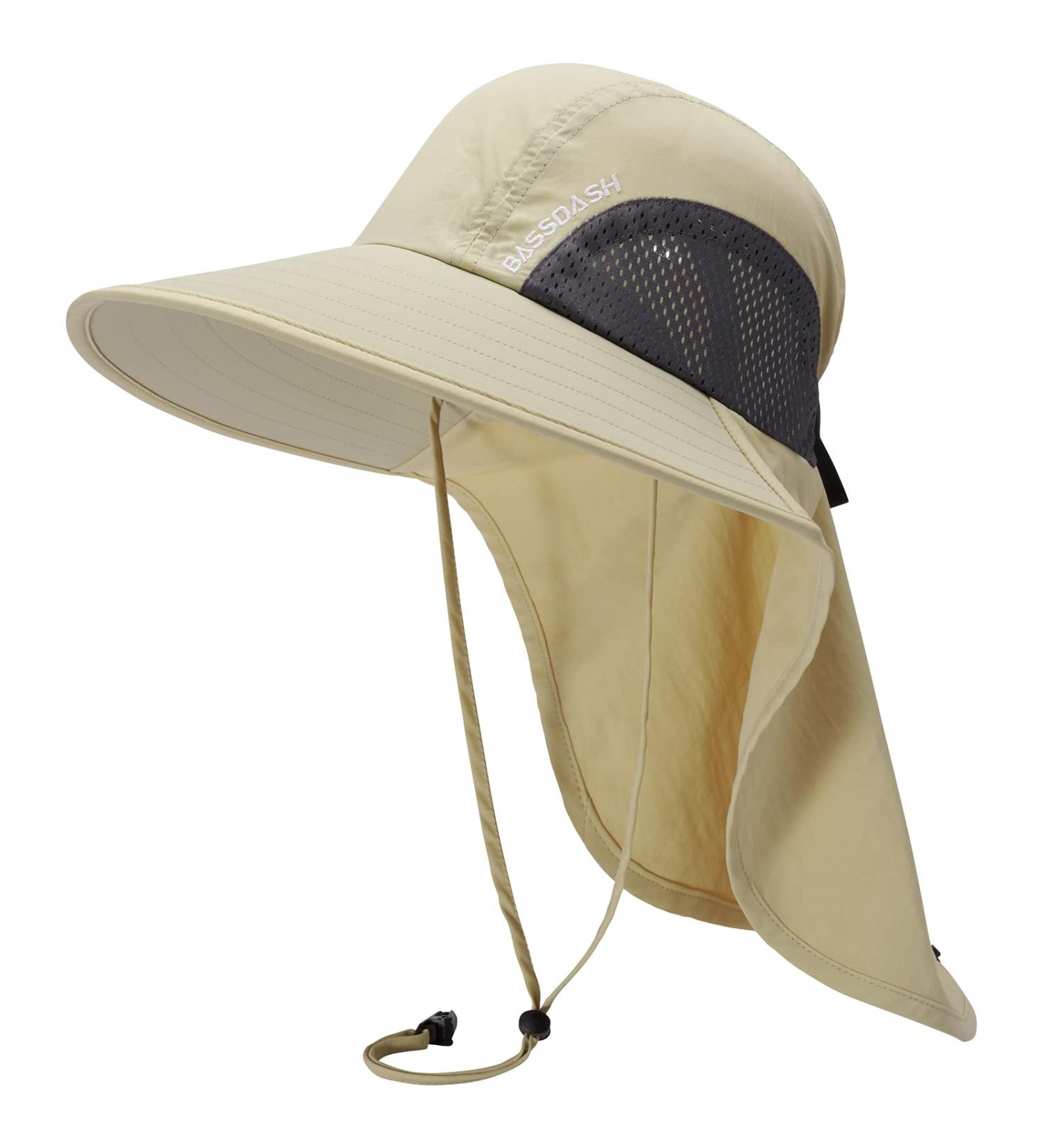 Bassdash Unisex UPF 50+ Fishing Hat - Water-Repellent Wide Brim Neck Protection & Ponytail Friendly - Ideal for Men & Women - Buy Online on GoSupps.com