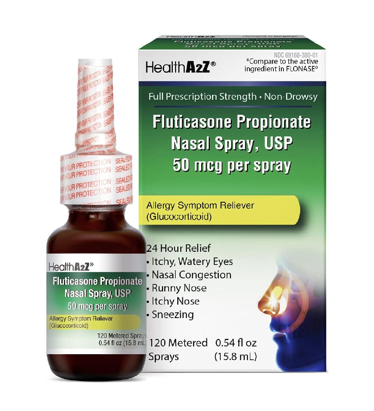 HealthA2Z Fluticasone Propionate Nasal Spray 24-Hour Allergy Relief - 120 Sprays (0.54 fl oz) - Buy Online on GoSupps.com