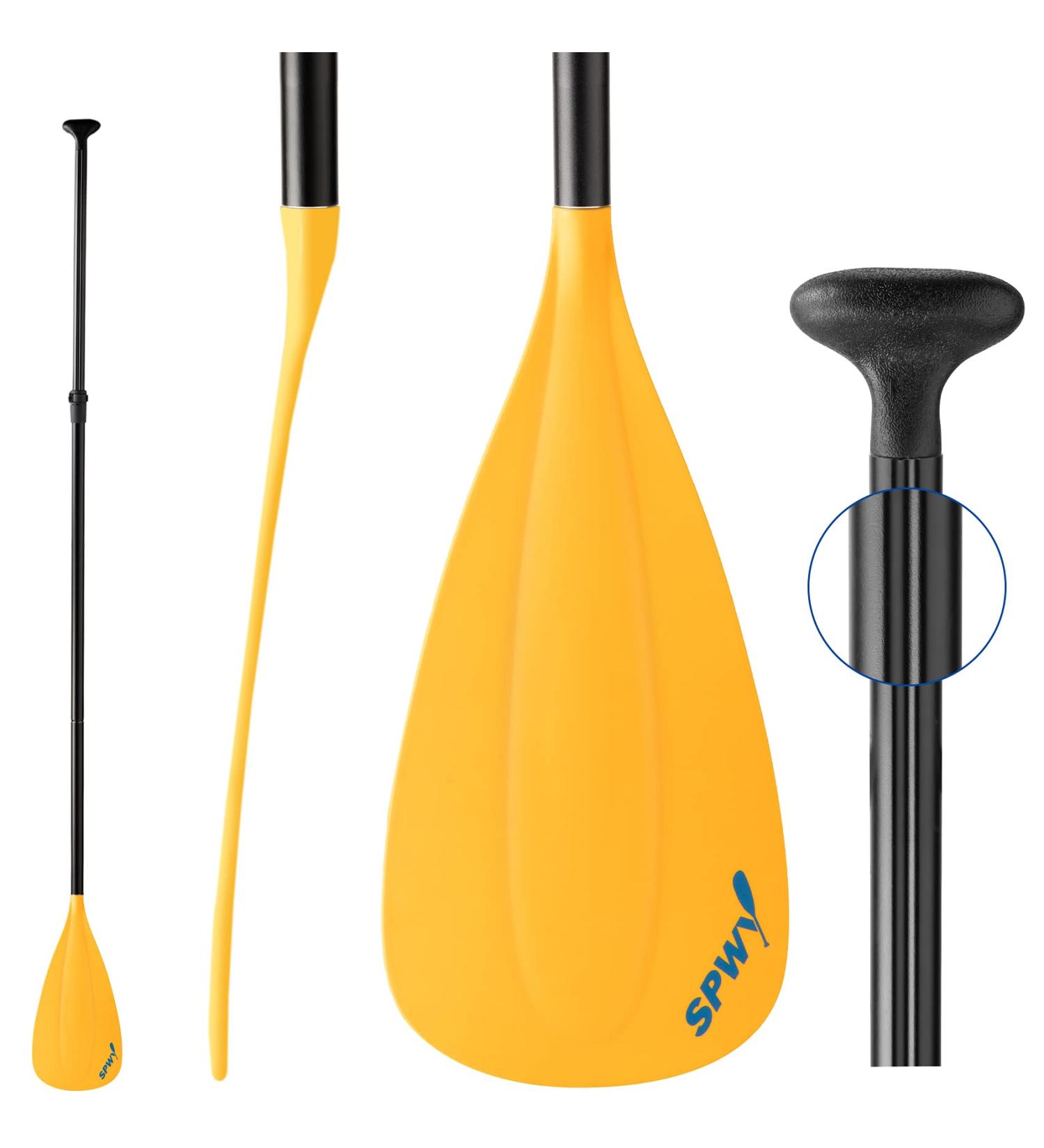 Spencer & Whitney SUP Paddle - 3-Piece Adjustable Stand Up Paddle with Groove Design, Alloy Material, Yellow - Buy Online on GoSupps.com