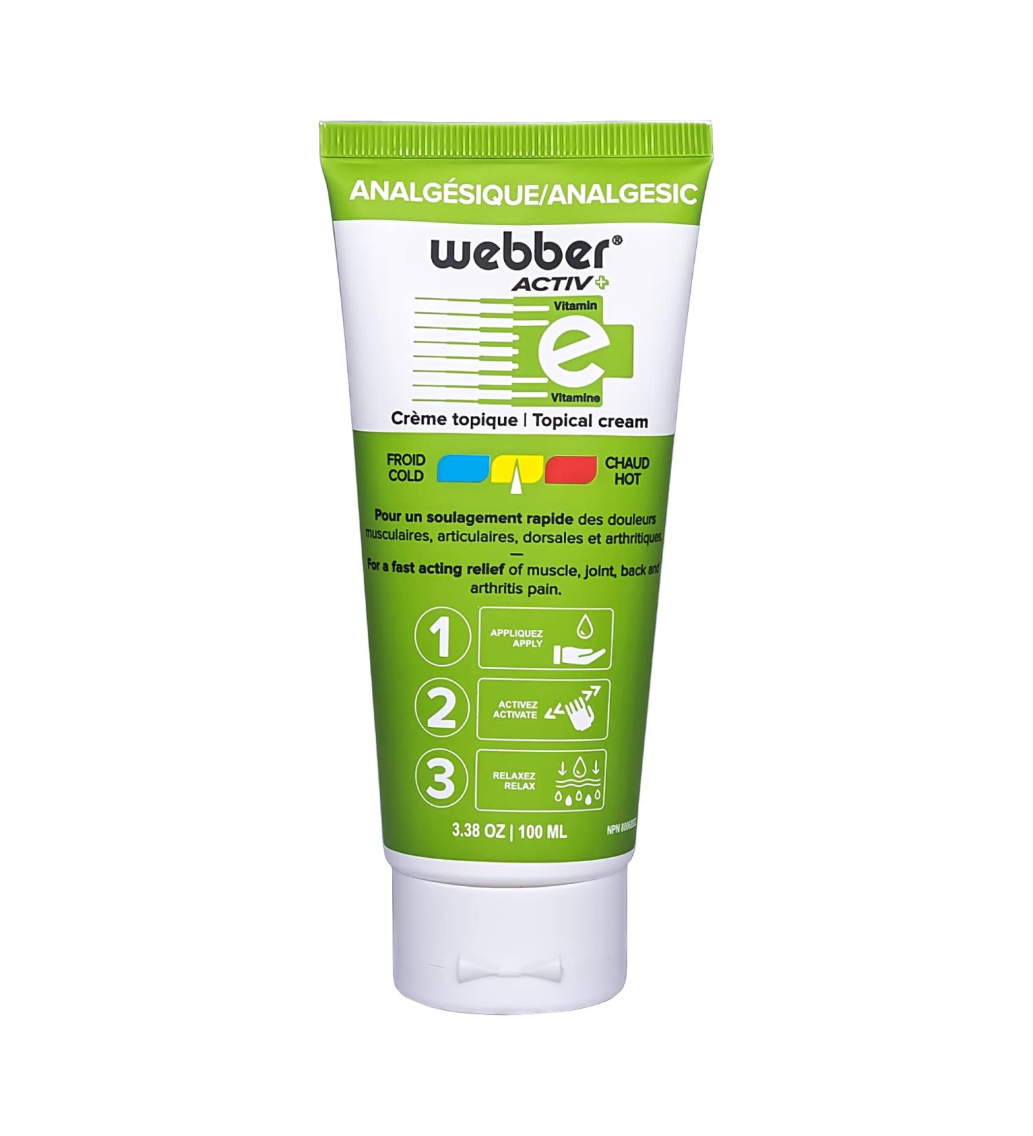 Webber Analgesic Cream with vitamin E relieves pain articular pain stiffness muscle pain joints pain back pain contusion sprain strain inflammation sore muscles menthol eucalyptol methyl salicylate heat sensation moisturizing (100G) 100 ml (Pack of 1) - Buy Online on GoSupps.com