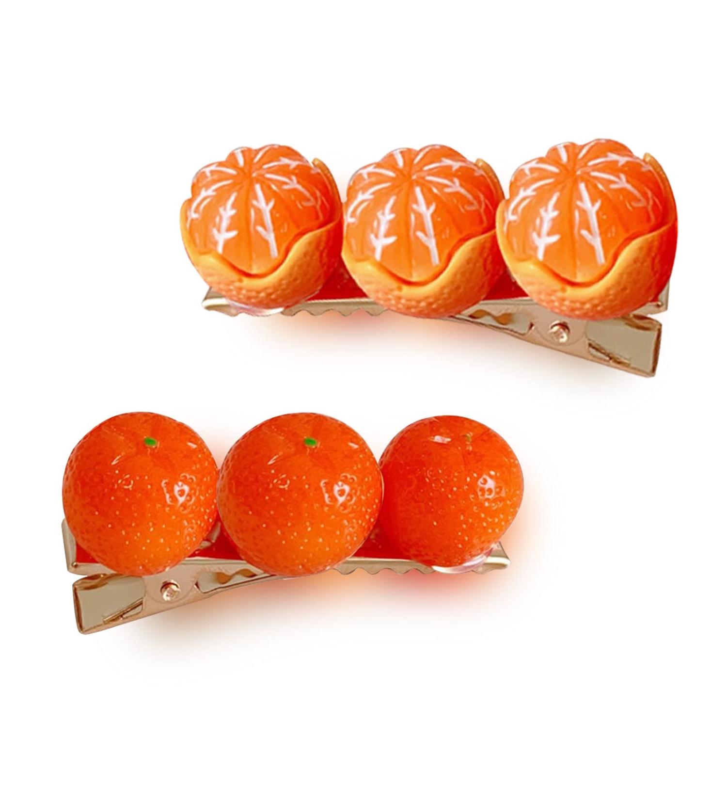 2 Pcs Mandarin Orange Hair Clips for Women and Girls - Cute Fruit Alligator Snap Clips for Trendy Hairstyles - Buy Online on GoSupps.com