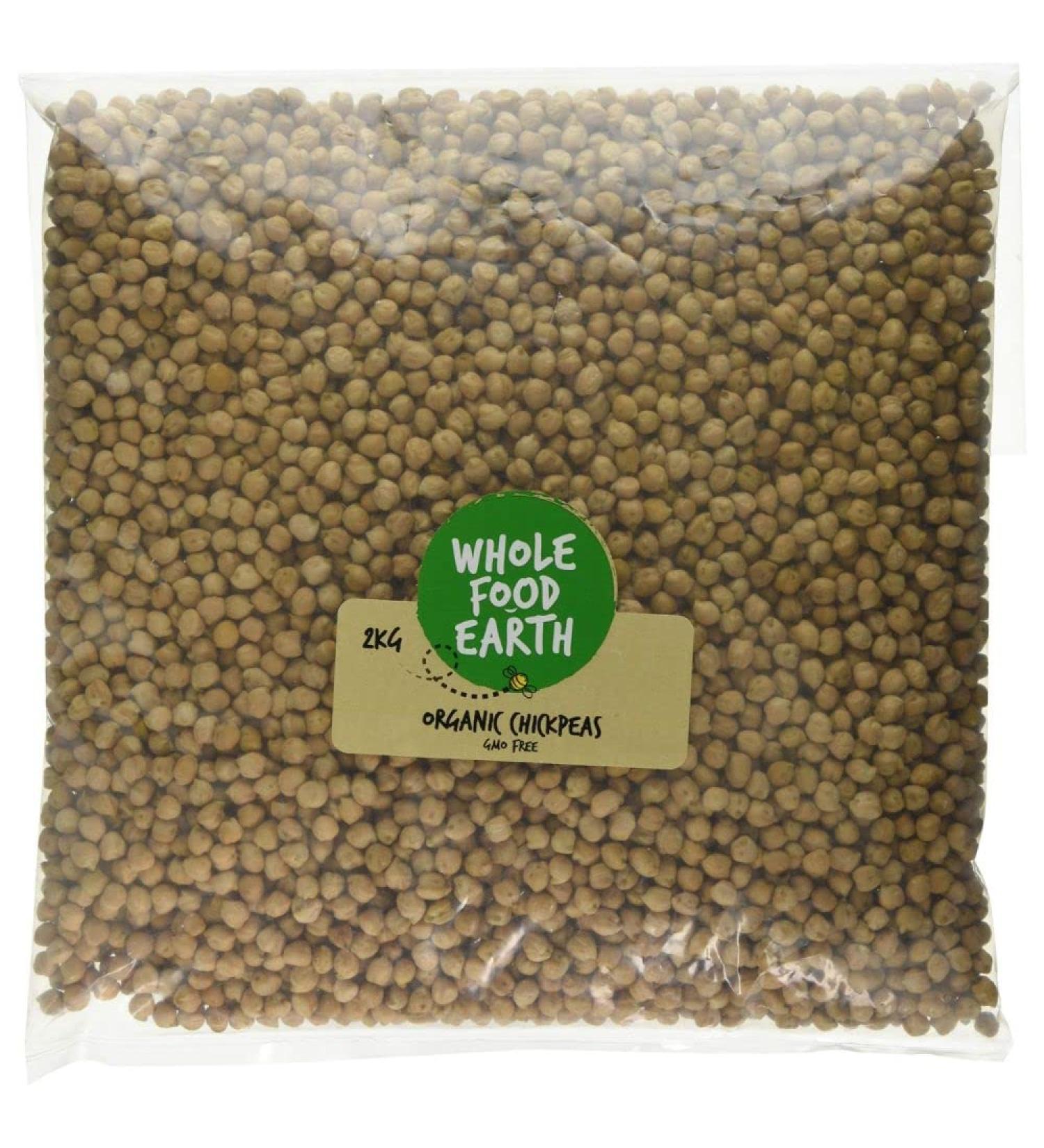 Wholefood Earth Organic Chickpeas 2kg - GMO Free, Vegan, High Fibre & Protein | Certified Organic - Buy Online on GoSupps.com