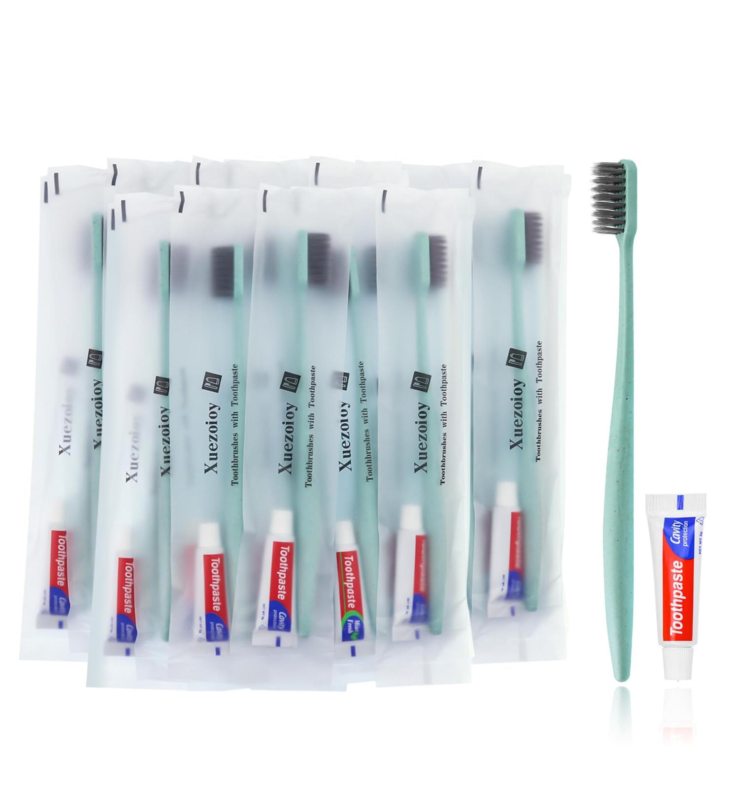 Buy Disposable Toothbrushes with Toothpaste - Bulk Pack of 200 Individually Wrapped Travel Kits for Hotels Charities & More - Buy Online on GoSupps.com