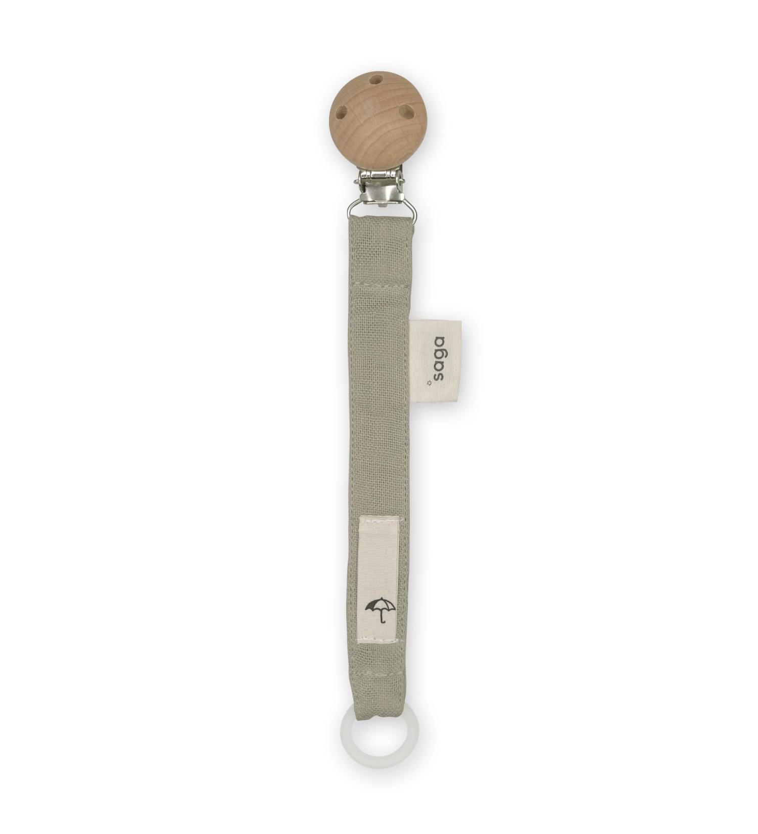 SAGA Copenhagen Pacifier Chain Pala (Green Tea) | 100% Organic & Sustainable | GOTS-Certified | 2x17cm - Shop Internationally - Buy Online on GoSupps.com