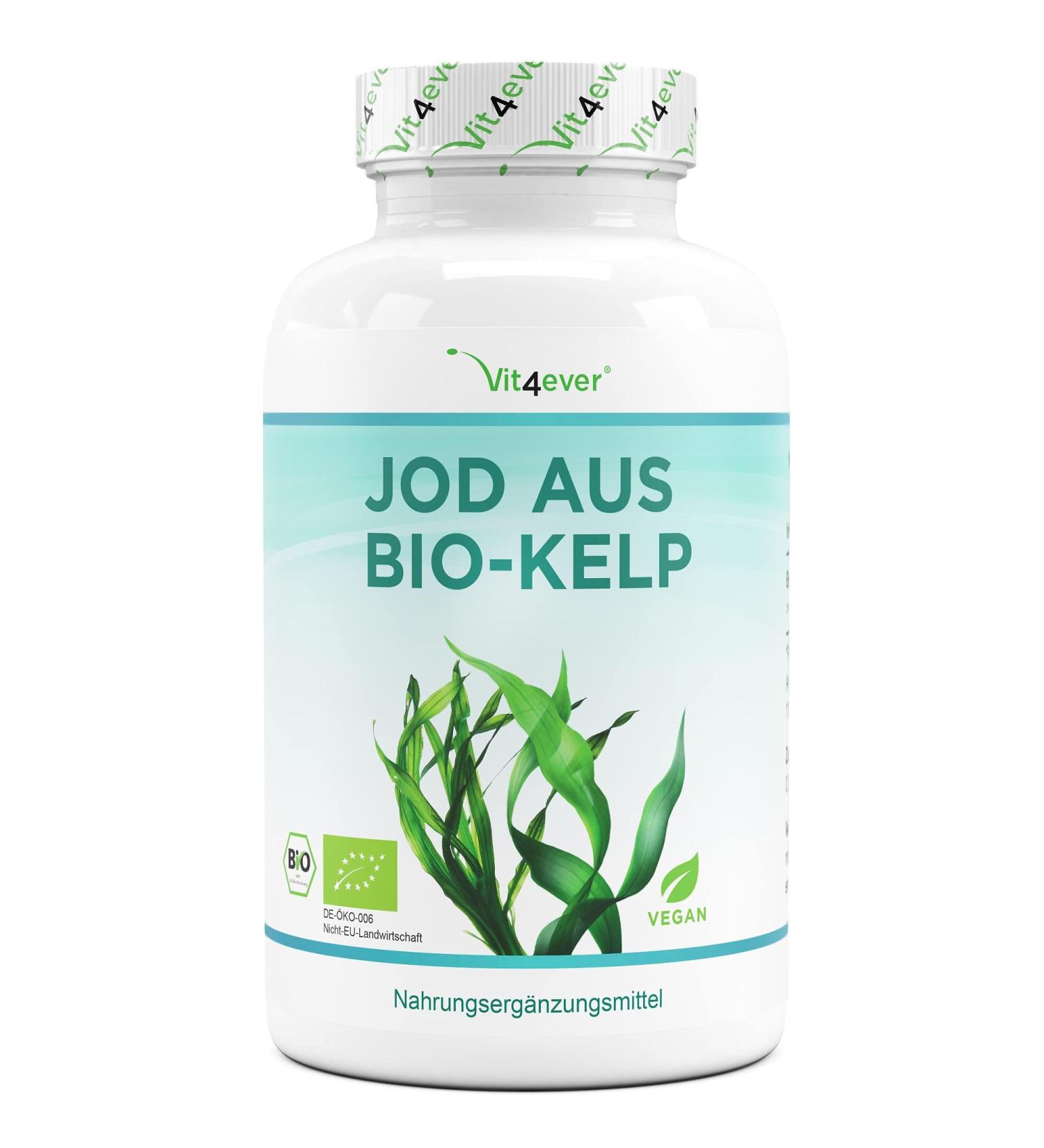 Buy Bio Kelp - Natural Iodine 200 g - 365 Vegan Tablets from Organic Brown Algae - Lab Tested No Additives - Buy Online on GoSupps.com