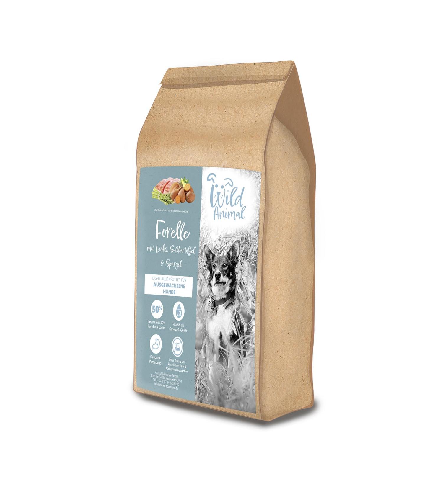 Wild Animal Light Premium Dry Dog Food Trout with Salmon Sweet Potato and Asparagus Grain Free Pack of 1 (1 x 6 kg) - Buy Online on GoSupps.com