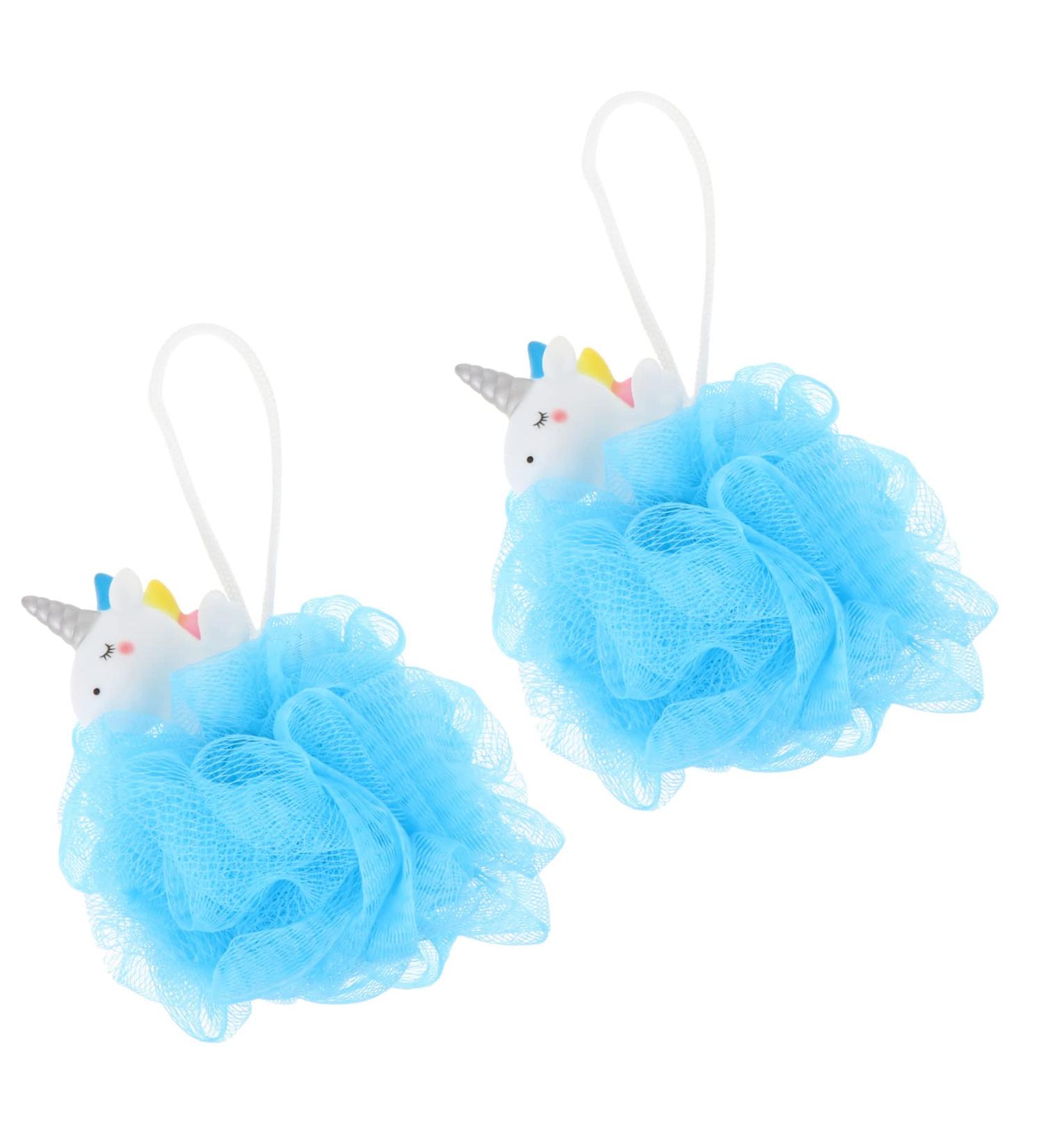2Pcs Unicorn Bath Ball & Loofah Brush Set - Kids Shower Scrubber for Gentle Body Cleansing & Dead Skin Removal - Cartoon Mesh Ball for Baby Spa & Toddler Bath Time - Buy Online on GoSupps.com
