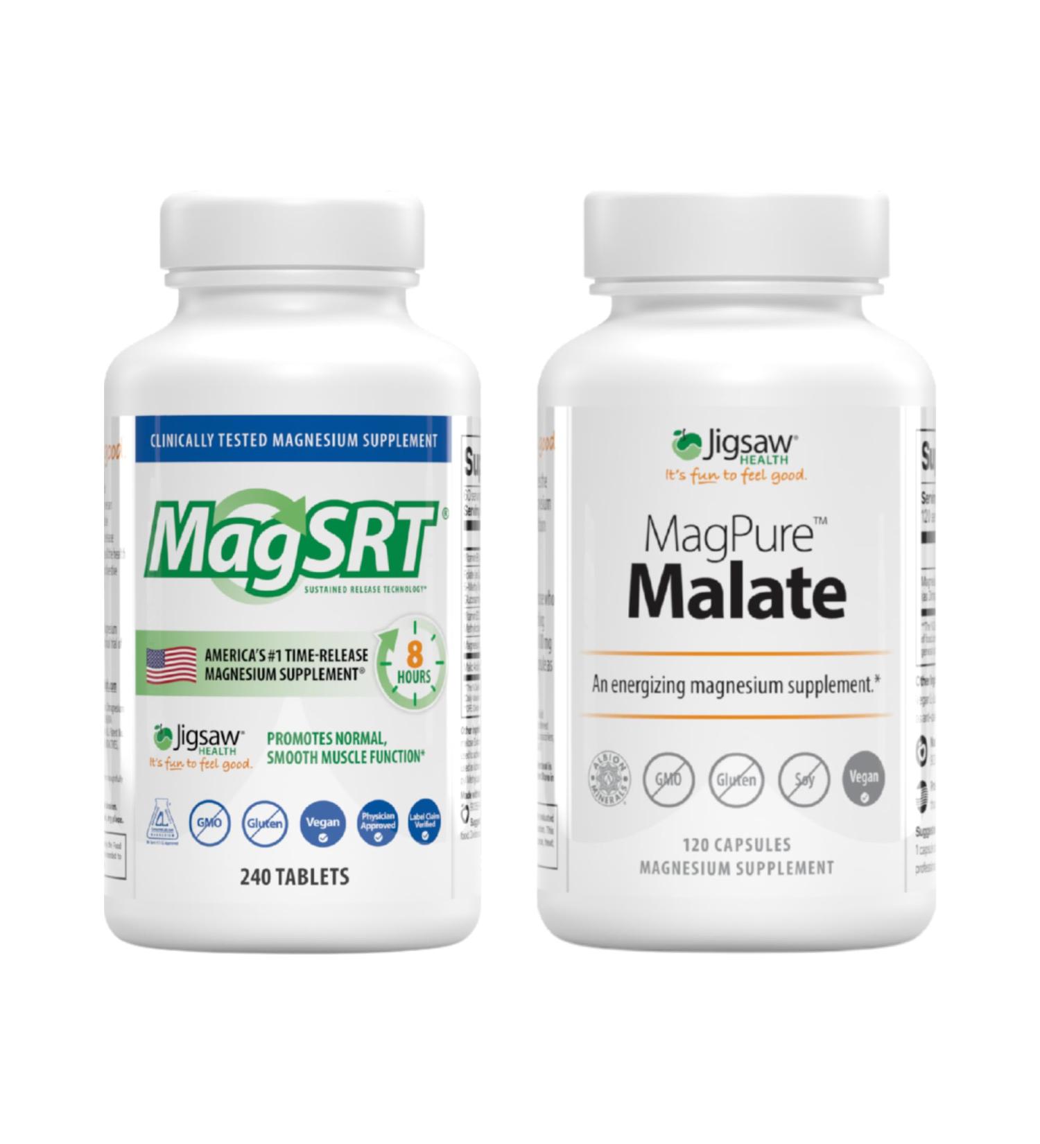 Jigsaw Health Bundle | MagSRT 240 Tablets and MagPure Malate 120 Capsules - Buy Online on GoSupps.com