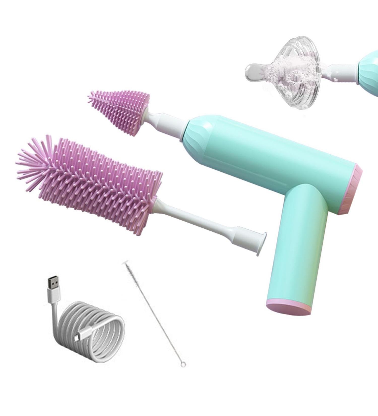 Electric Bottle Cleaning Brush Rechargeable Bottle Cleaner Set Straw & Nipple Brush | Electric Baby Bottle Cleaner Set Straw Brush Say Goodbye to Hassle Cleaning Hondony 02b Emerald Green - Buy Online on GoSupps.com