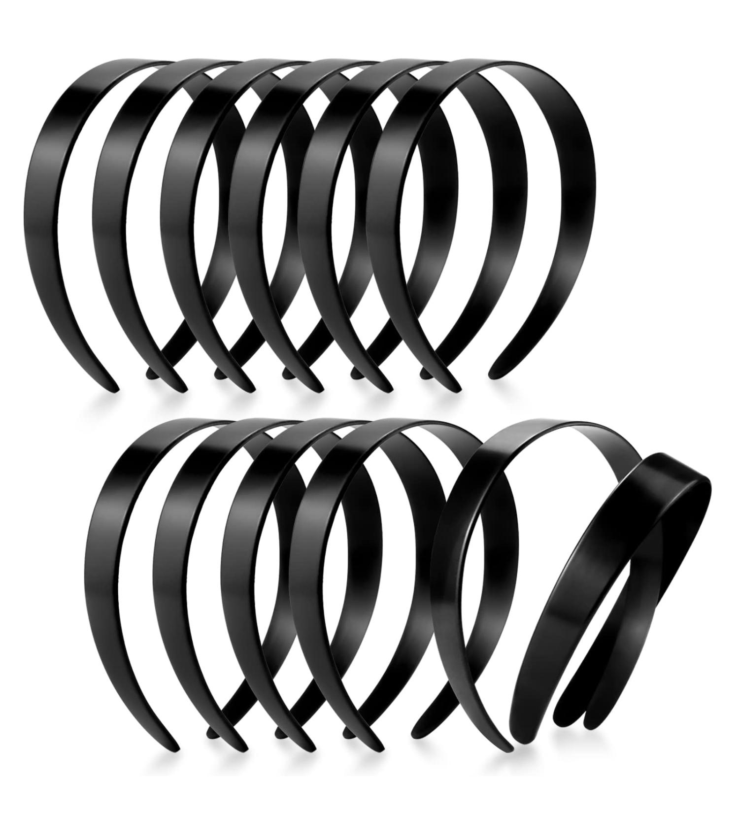 VOKOY 12 Pcs Black Plastic Headbands - 1 Wide Plain Hair Bands for Girls & Women - Buy Online on GoSupps.com