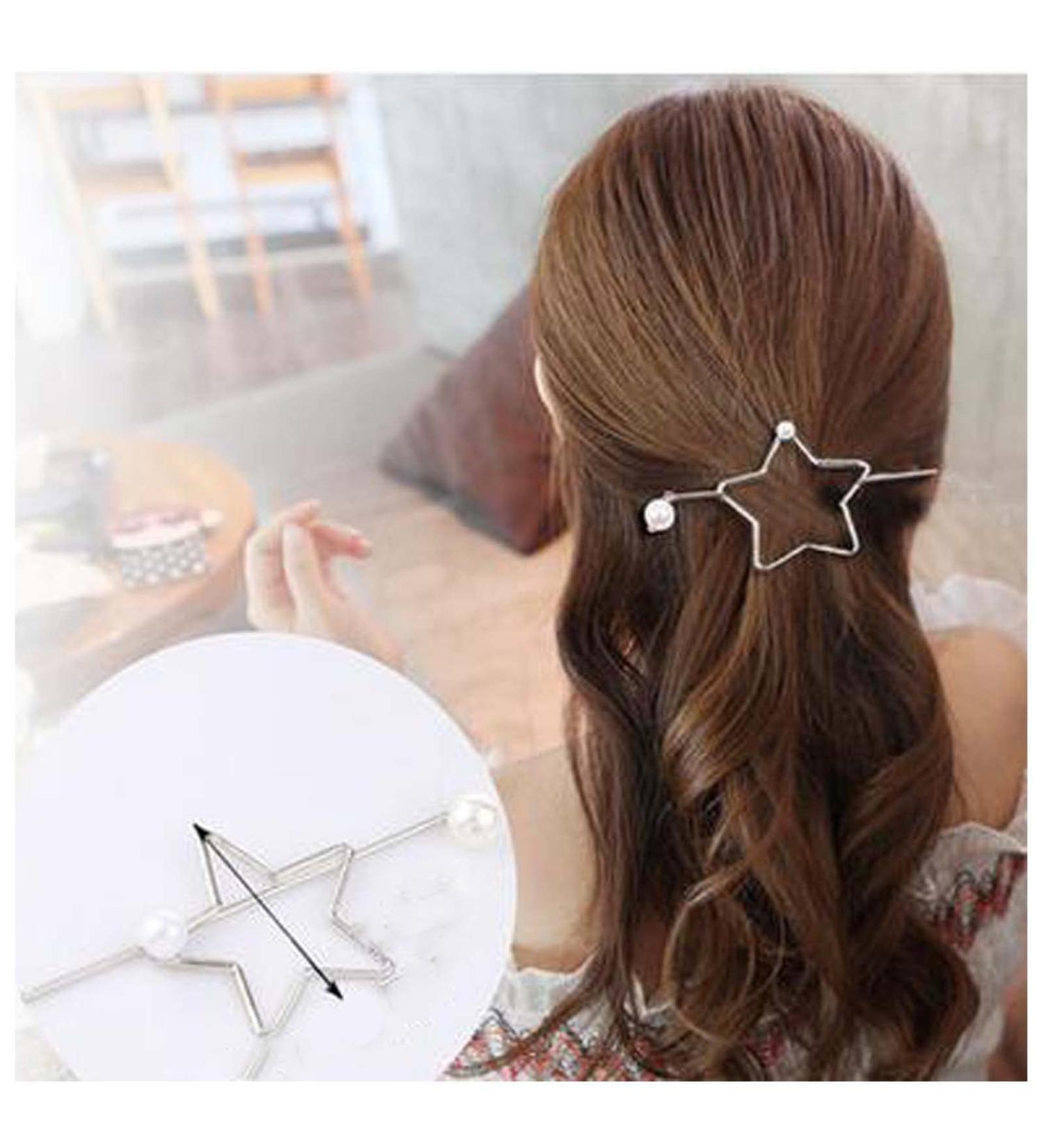 Yheakne Star Pearl Hair Slide Clip Hollow Star Gold Hair Holder Clip Pin Vintage Hair Slide Pin Bun Holder Alloy Hair Clip Decorative Hair Accessories for Women and Gilrs (Gold) - Buy Online on GoSupps.com
