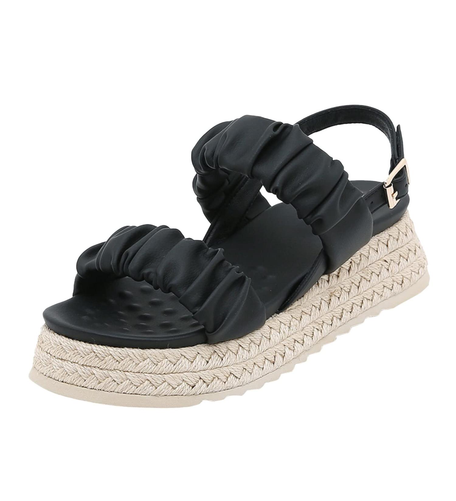XTZYGLFD Women's Platform Sandals - Summer T-Buckle Beach Casual Slippers - Black Size 5 UK - Buy Online on GoSupps.com
