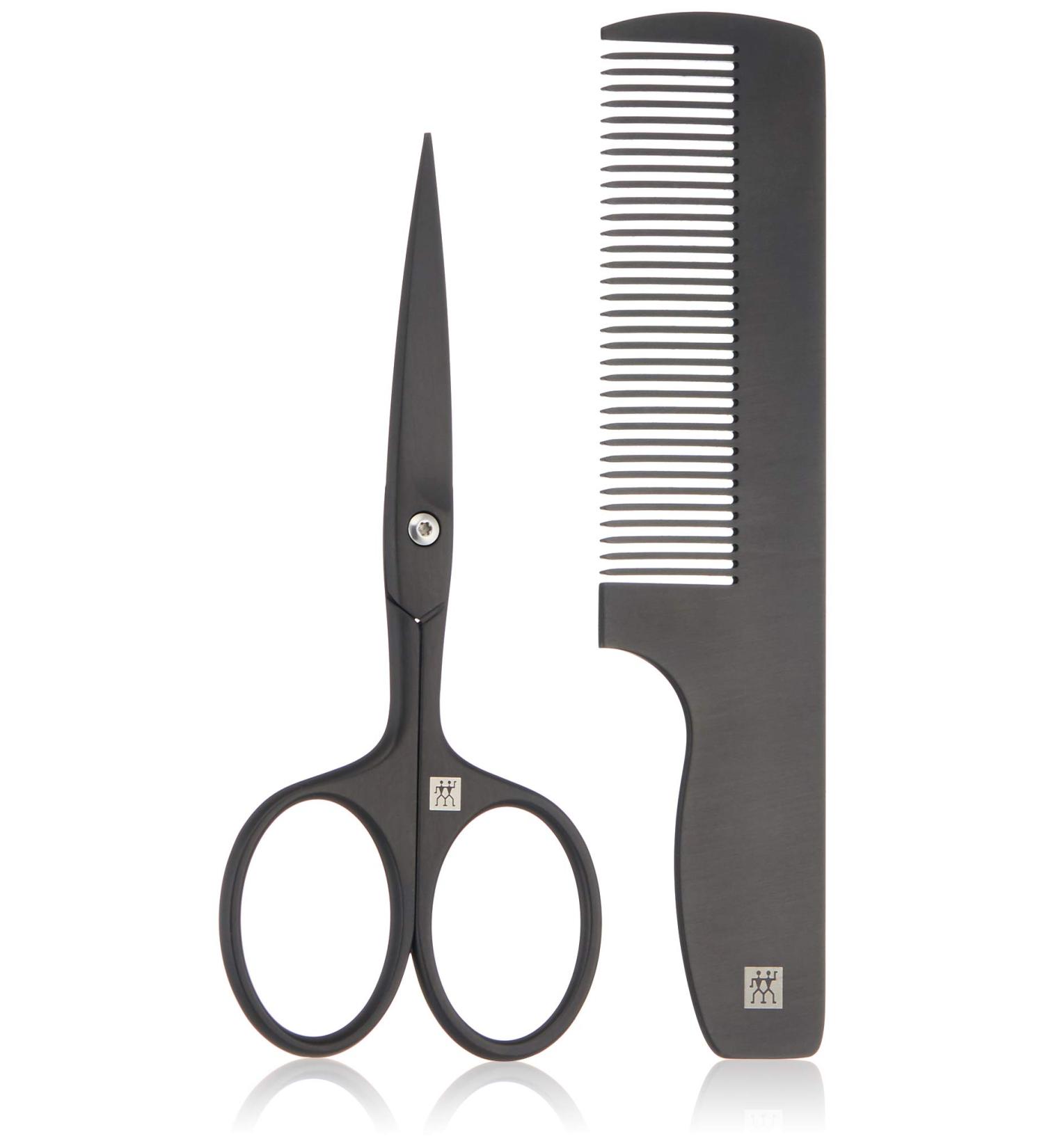 ZWILLING TWINOX M Beard Care Set - Premium Scissors & Comb with Cowhide Case | Beard Trimming Kit Black 97713-004-0 - Buy Online on GoSupps.com
