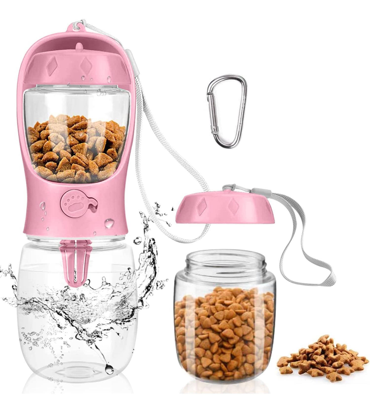Buy Myowell 350ml Portable Dog Drinking Bottle - Leak-Proof & Includes 100g Food Cup - Perfect for Small & Large Dogs - Pink - Buy Online on GoSupps.com