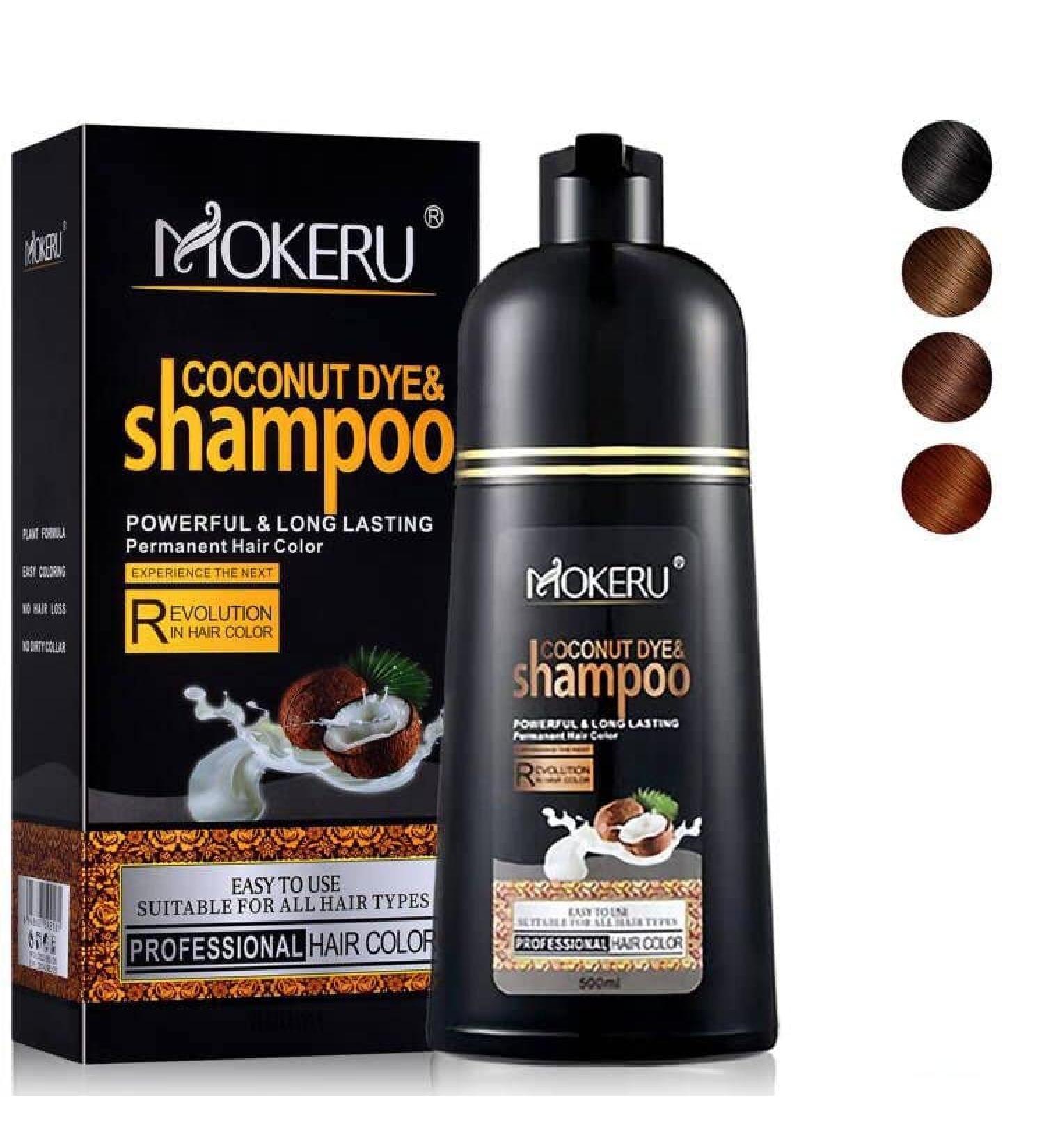 MOKERU Dark Brown Hair Color Shampoo for Women & Men - Cover Gray & White Hair, Instant Colouring - Long Lasting, Easy to Use - Buy Online on GoSupps.com