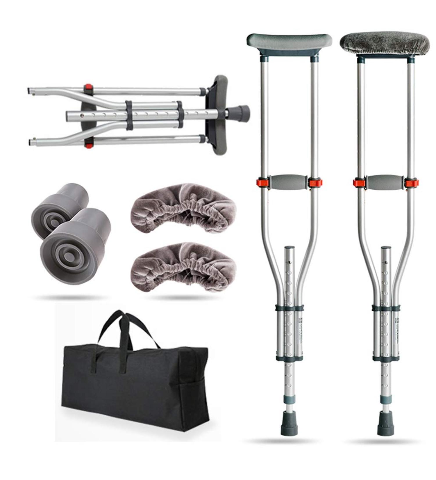 GagalU Folding Underarm Adult Crutches 24 Height Adjustable Portable Medical Crutches Lightweight Aluminum Alloy Suitable for Height 140-200Cm - Buy Online on GoSupps.com