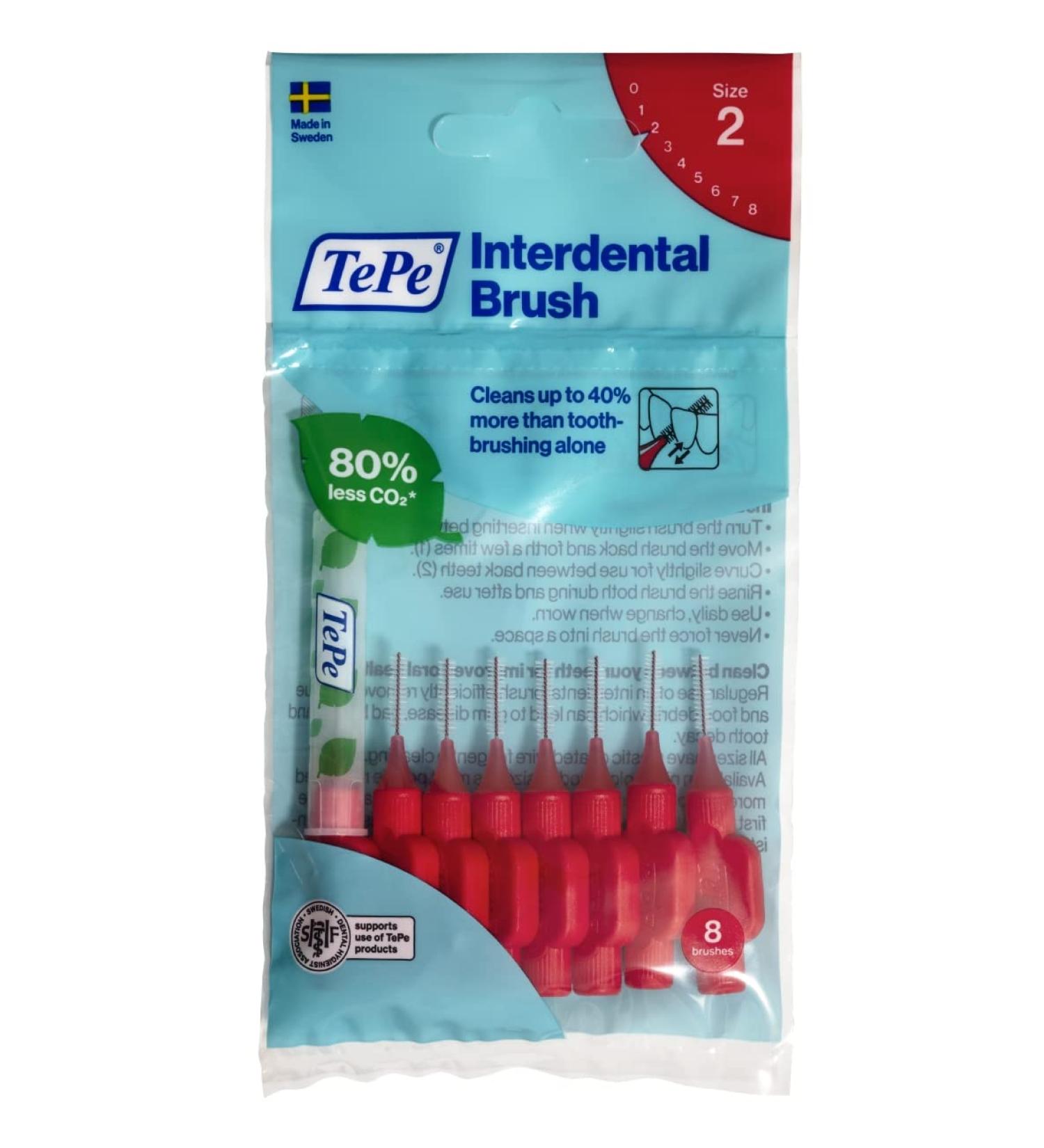 TePe 0.5 mm Size 2 Original Interdental Brush - Pack of 8 Red 1 count (Pack of 8) - Buy Online on GoSupps.com