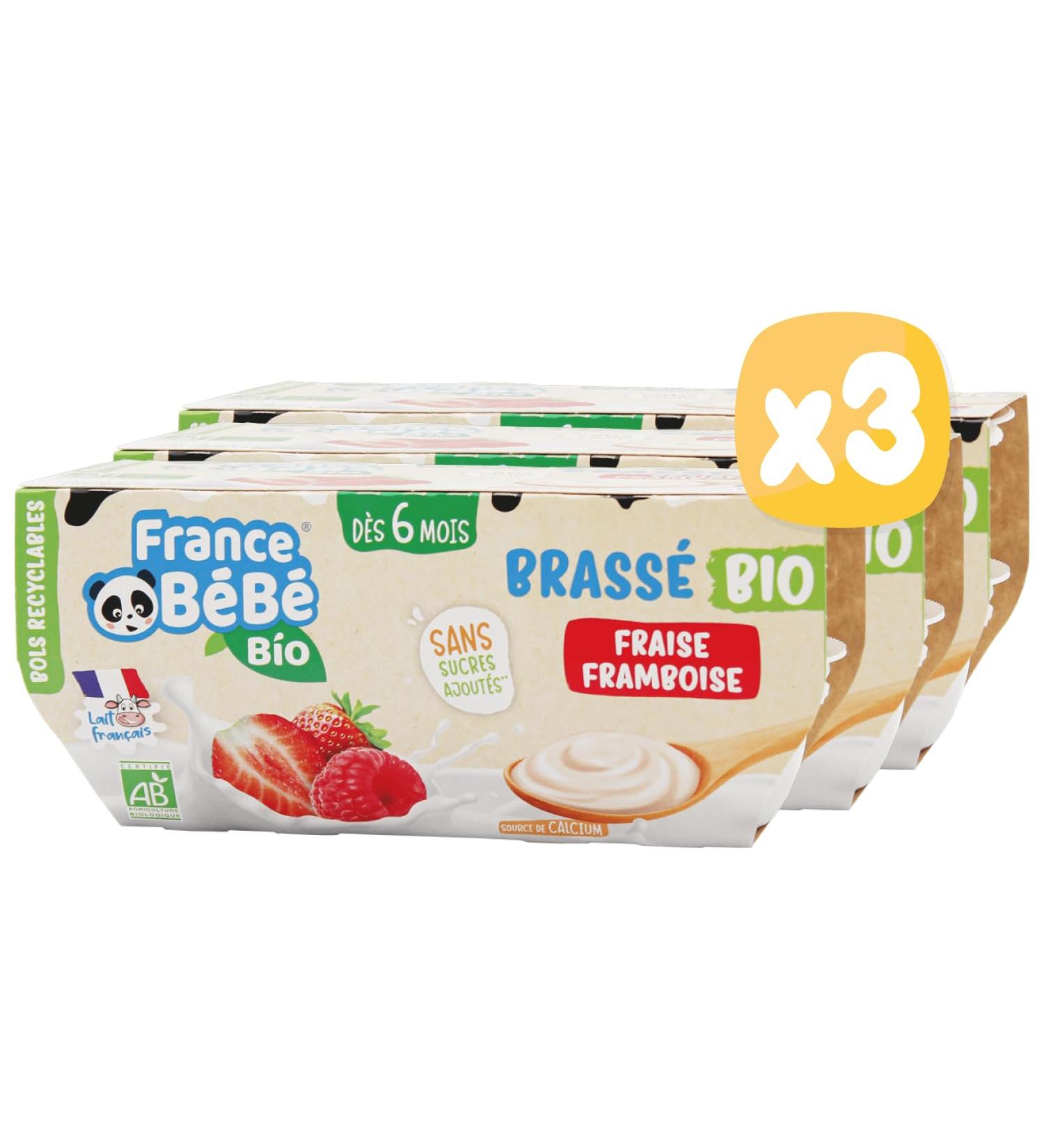FRANCE B B BIO - Brewed Organic Strawberry Raspberry for Baby - Dairy from 6 months - Set 3 x (4x100g) - Buy Online on GoSupps.com
