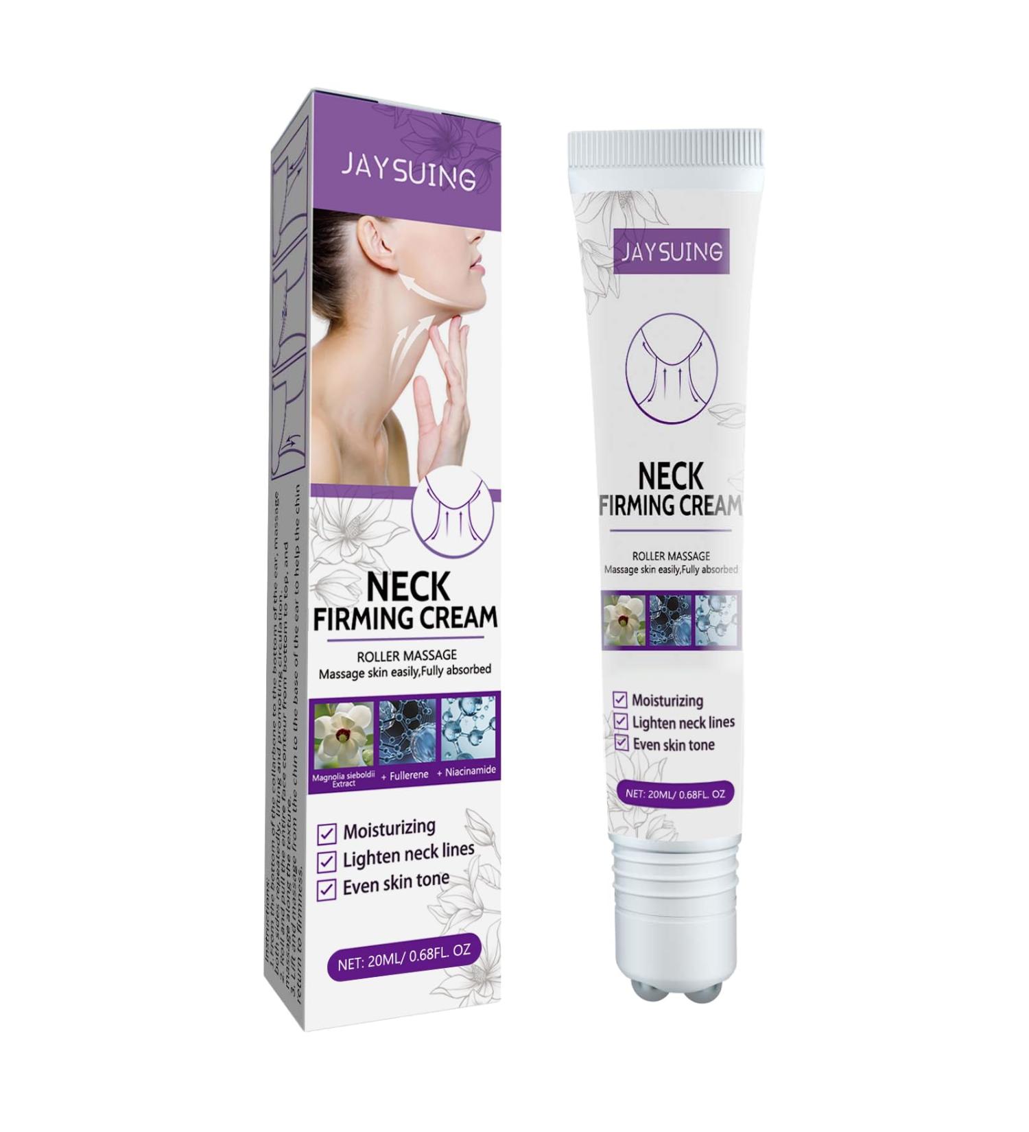JOYVOIDX Neck Firming Cream with Roller Massage Tightening Treatment with Nicotinamide and Fullerenes to Smooth Wrinkles and Even Skin Tone 0.68 FL OZ - Buy Online on GoSupps.com