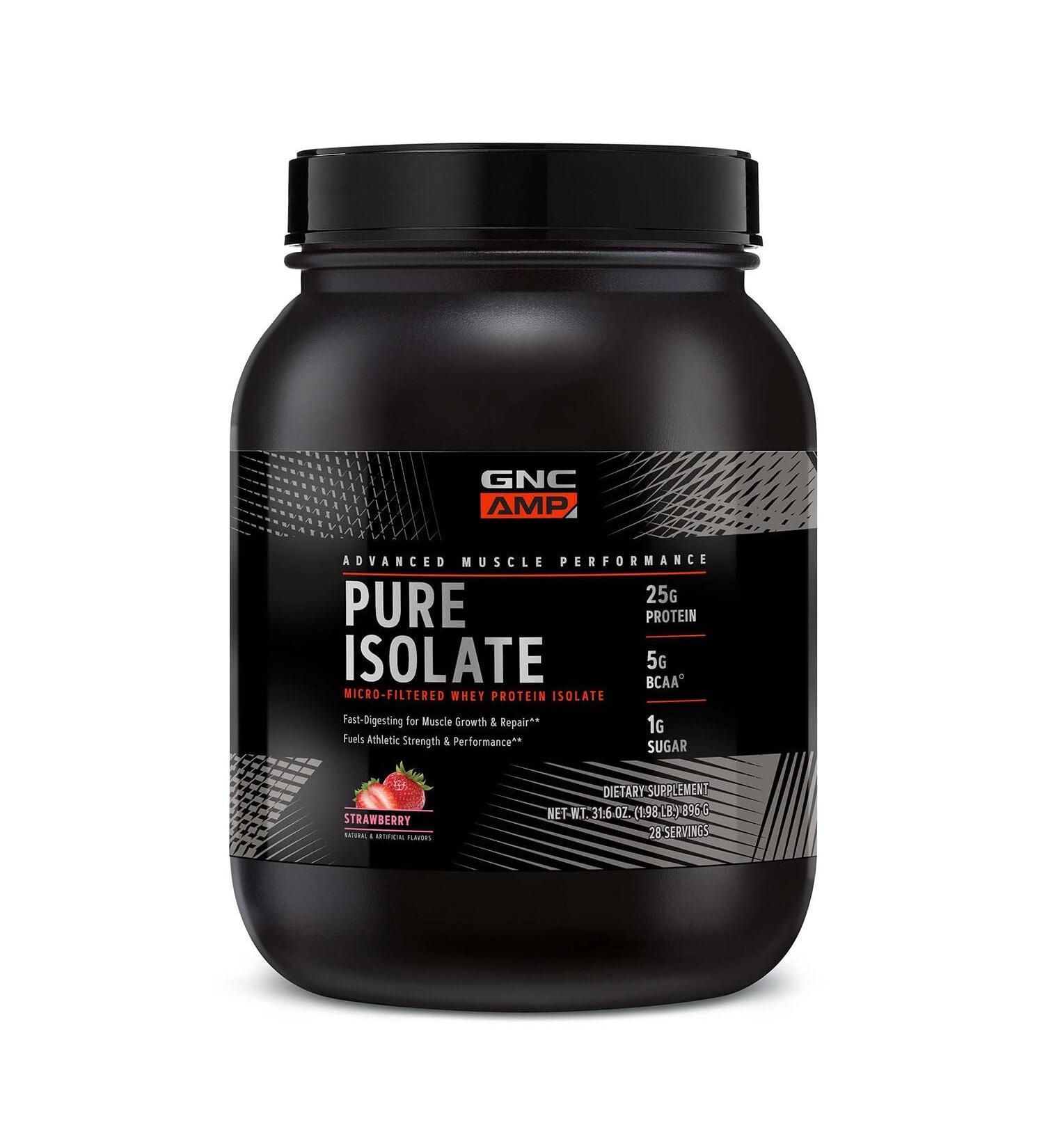 GNC AMP Pure Isolate Protein - Strawberry (28 Servings) Strawberry 31.61 Ounce (Pack of 1) - Buy Online on GoSupps.com
