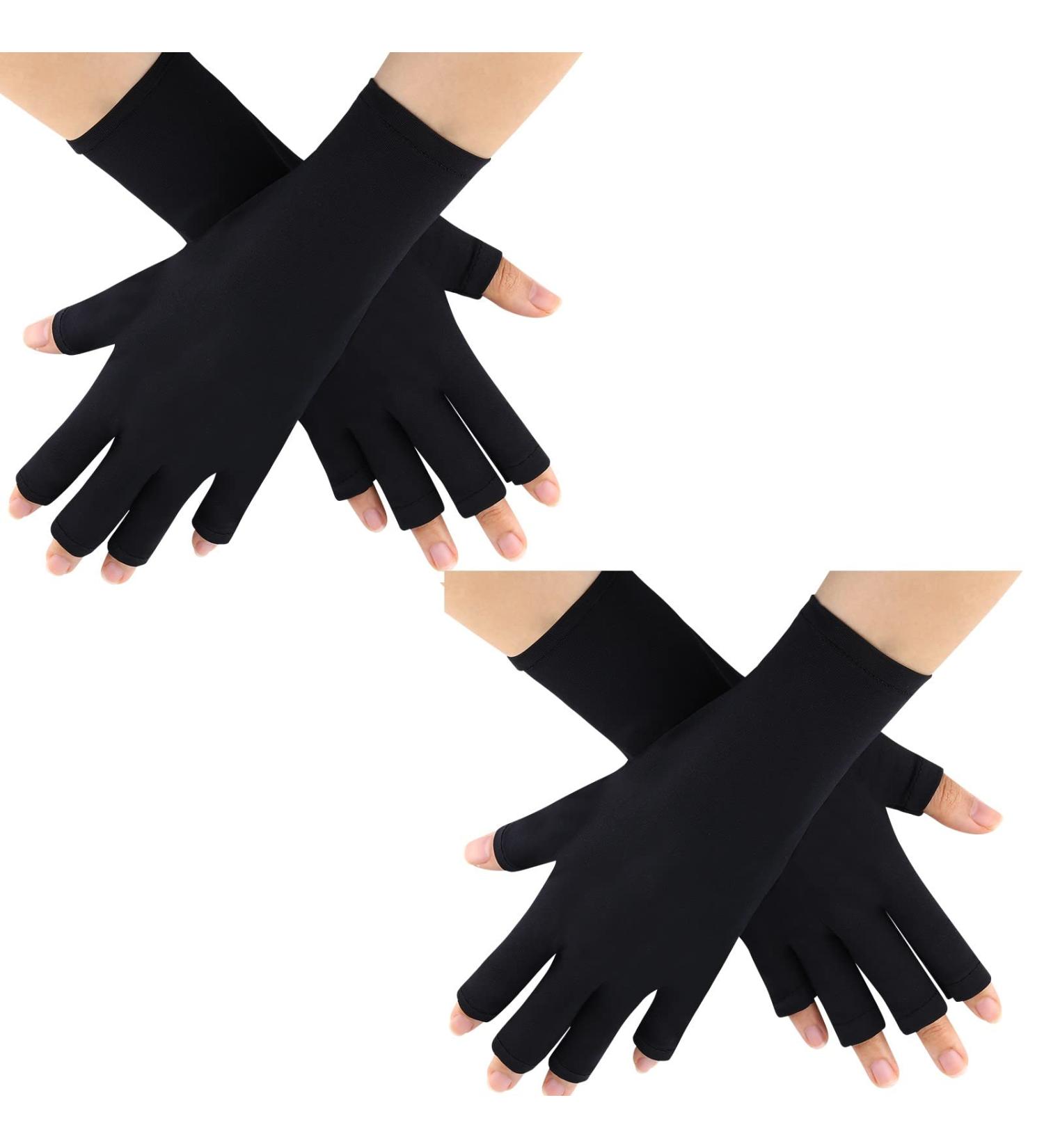 2 Pairs Women's Anti-UV Fingerless Gel Manicure Gloves - Black Hand Protection for Nail Design & Drying - One Size - Buy Online on GoSupps.com