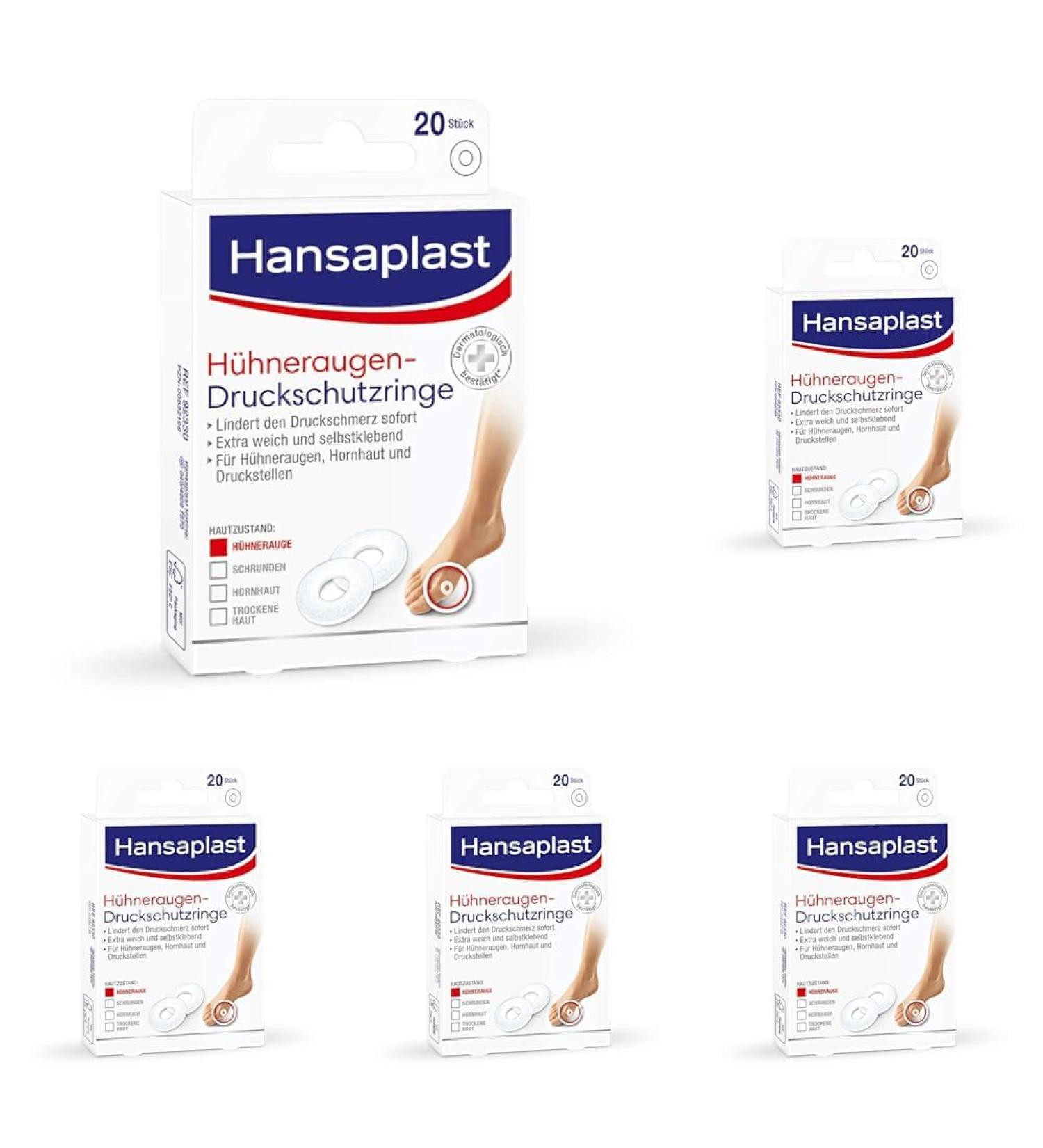 Hansaplast Chicken Eye Rings - 20 Pieces for Pain Relief | Skin-Friendly Foot Protection | 5 Pack - Buy Online on GoSupps.com