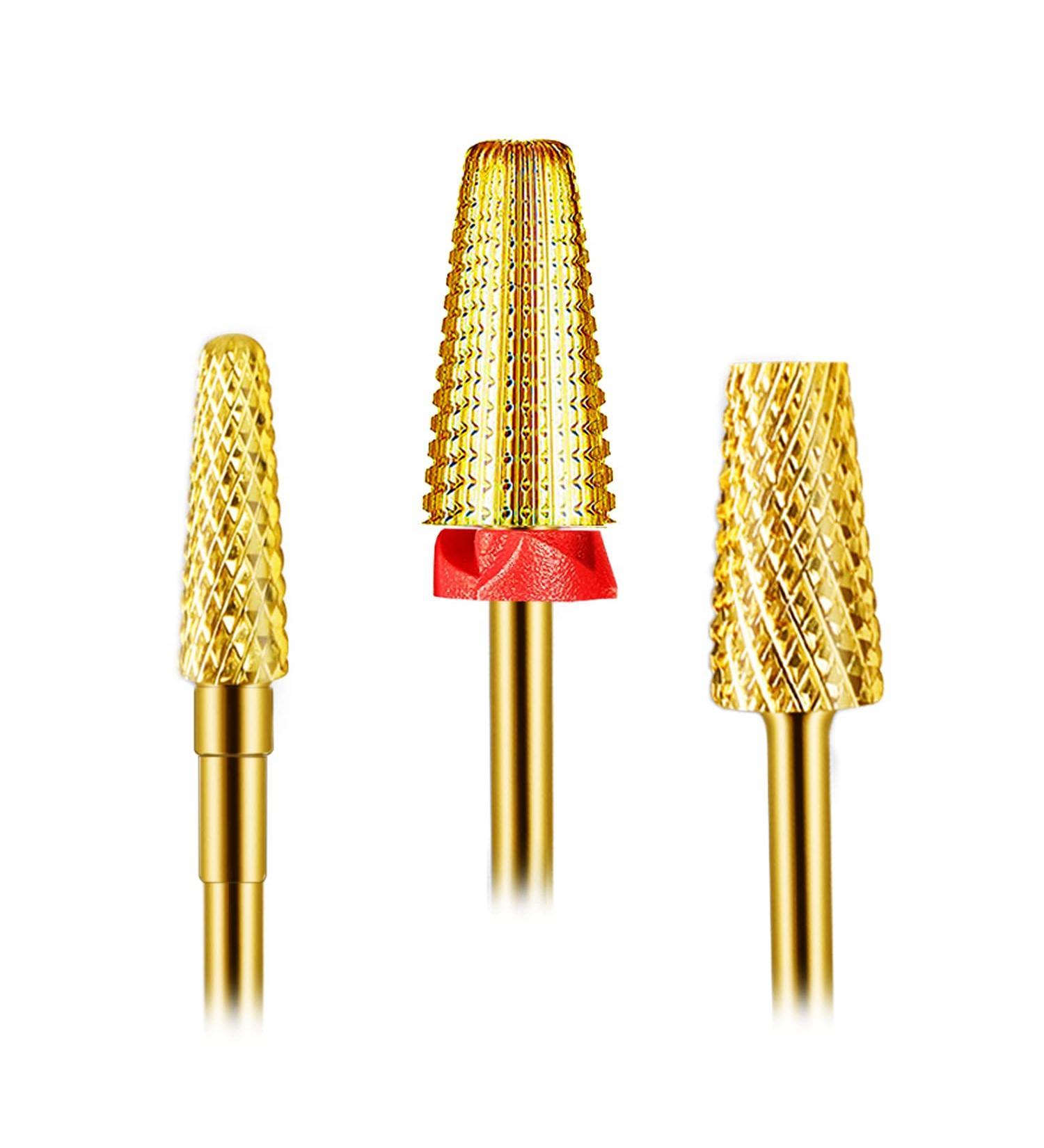 Depvko 3-Part Nail Drill Set - 5-in-1 3/32 Conical Hard Metal Drill for Acrylic & Gel Removal (Gold) - Premium eCommerce - Buy Online on GoSupps.com
