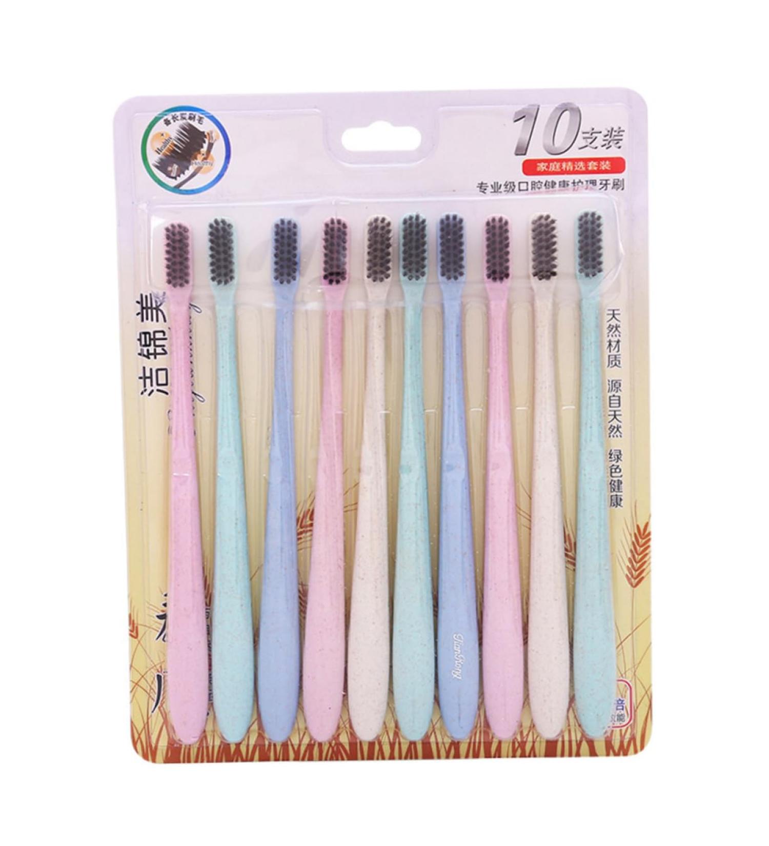 FRCOLOR 10pcs Eco-Friendly Wheat Straw Toothbrush Set - Sustainable Bristle Cleaning Solutions for International Shipping - Buy Online on GoSupps.com