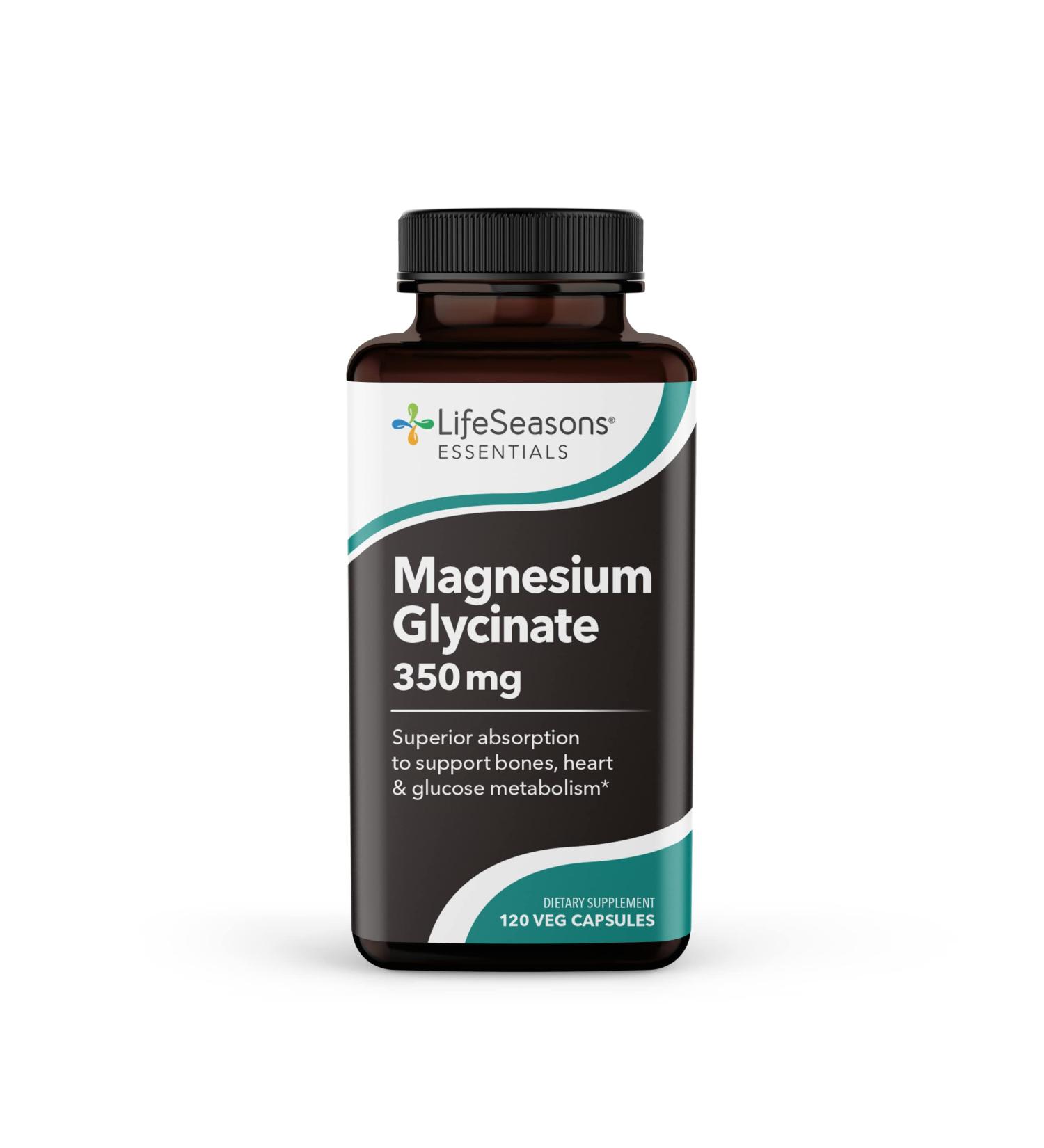 LifeSeasons Essentials Magnesium Glycinate 350mg for Sleep, Bone & Heart Health - 30 Day Supply - Buy Online on GoSupps.com