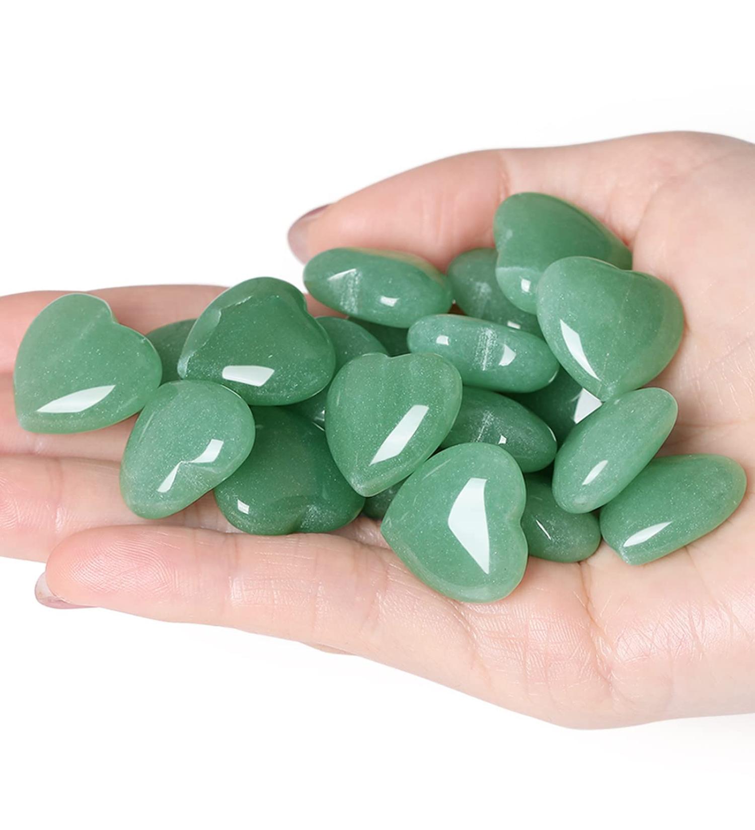 Xiannvxi 10 PC Green Aventurine Heart Crystal Set - Polished Love & Healing Gemstones for Happiness - Buy Online on GoSupps.com