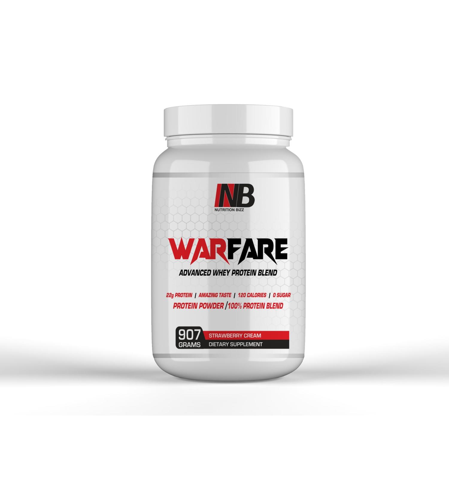 Shop Warfare 2 lbs Advanced Whey Protein Blend - 22g Protein per Serving | Delicious Strawberry Cream Flavor - International Shipping Available - Buy Online on GoSupps.com