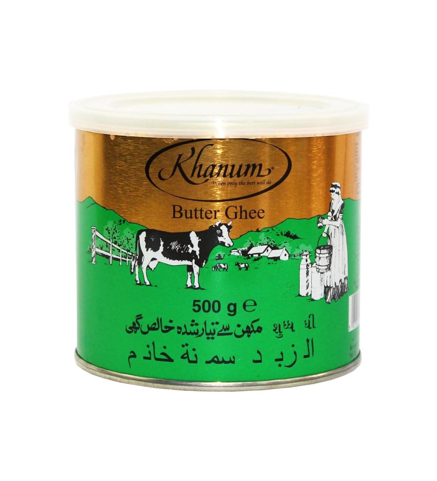 Khanum Graisse au beurre pure Ghee 500 g Graisse au beurre de qualit sup rieure pour r tir cuisiner et cuire | Parfait pour frire point de fum e lev sans additifs avec autocollant Kh l 500g (Einzelpackung) - Buy Online on GoSupps.com