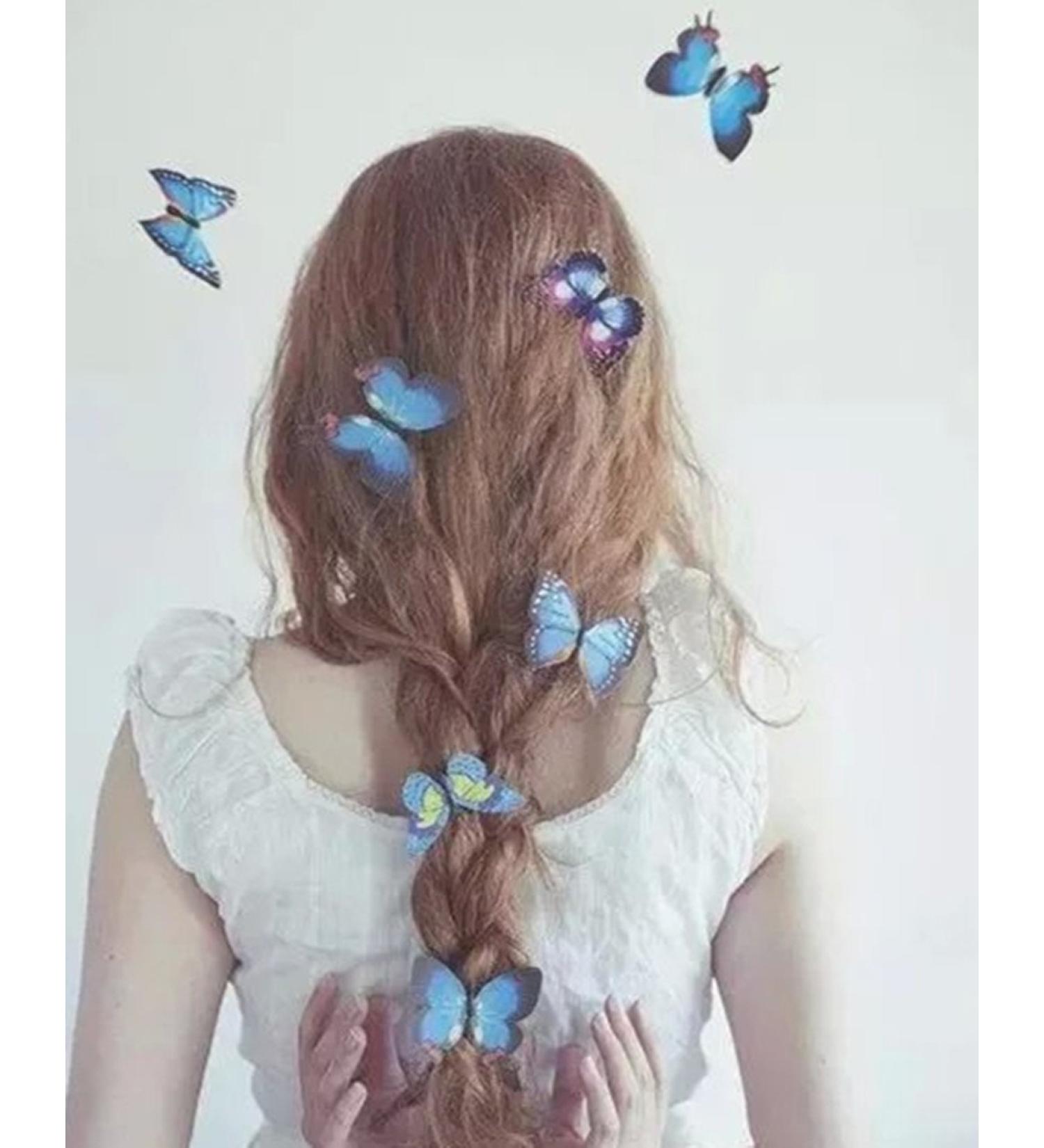 Cuhair(TM) 8pcs Blue Butterfly Hair Clip for Women Girls Wedding Dinner Party Hair Clip Barrette Accessory