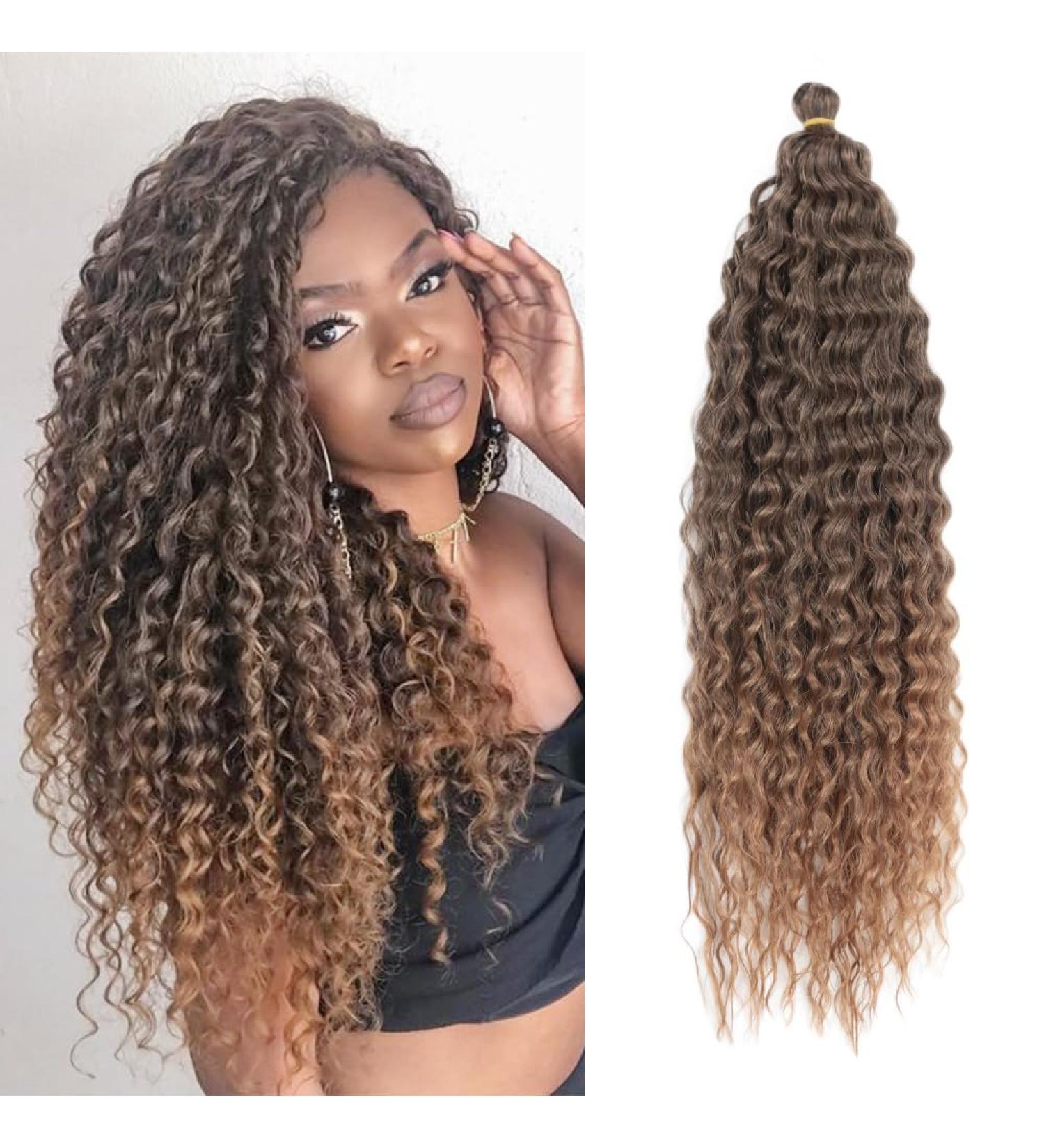 Deep Twist Crochet Hair - 22 Inch Ombre Curly Braided Extensions | 6 Packs Synthetic Kinky Curl Hairstyle (T27#) - Buy Online on GoSupps.com