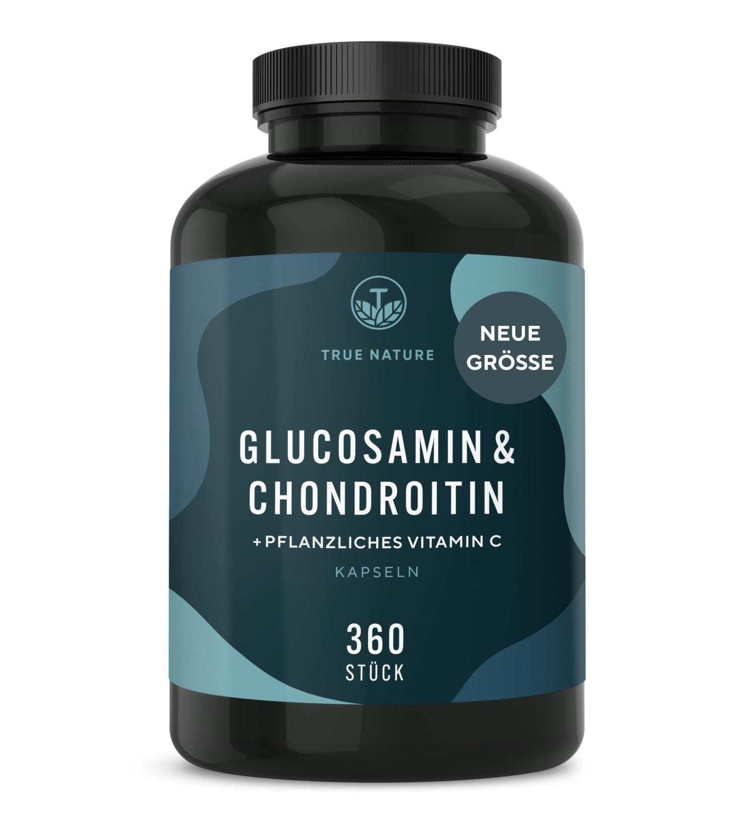 True Nature Glucosamine Chondroitin High-Dose - 360 Capsules (6-Month Supply) with Vitamin C - Pharmaceutical Quality Made in Germany - Buy Online on GoSupps.com