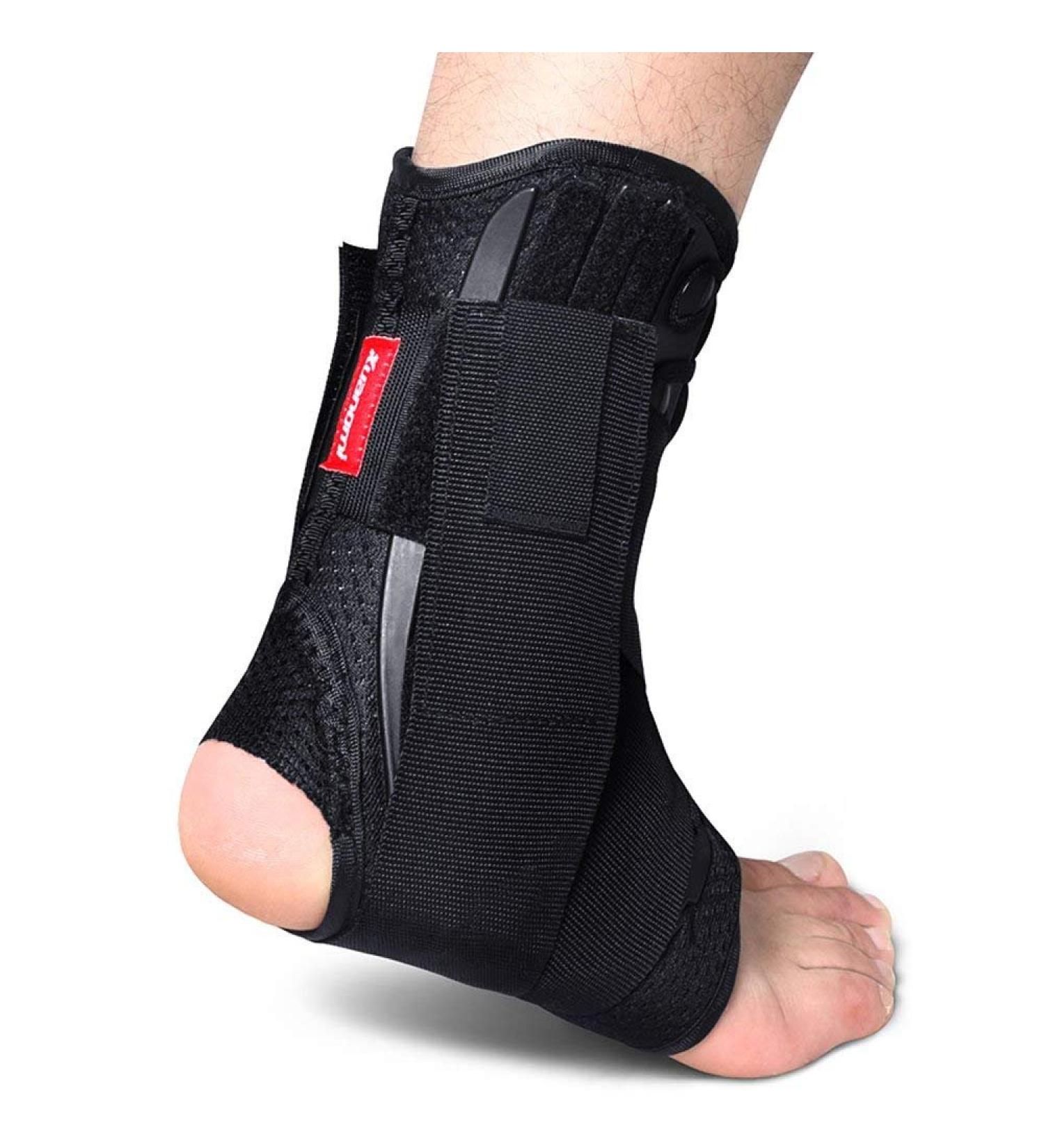 Kuangmi Ankle Bandage with Side Support & Adjustable Belt - Size L (42-44) - Starch Protection for Injuries | International Shipping - Buy Online on GoSupps.com