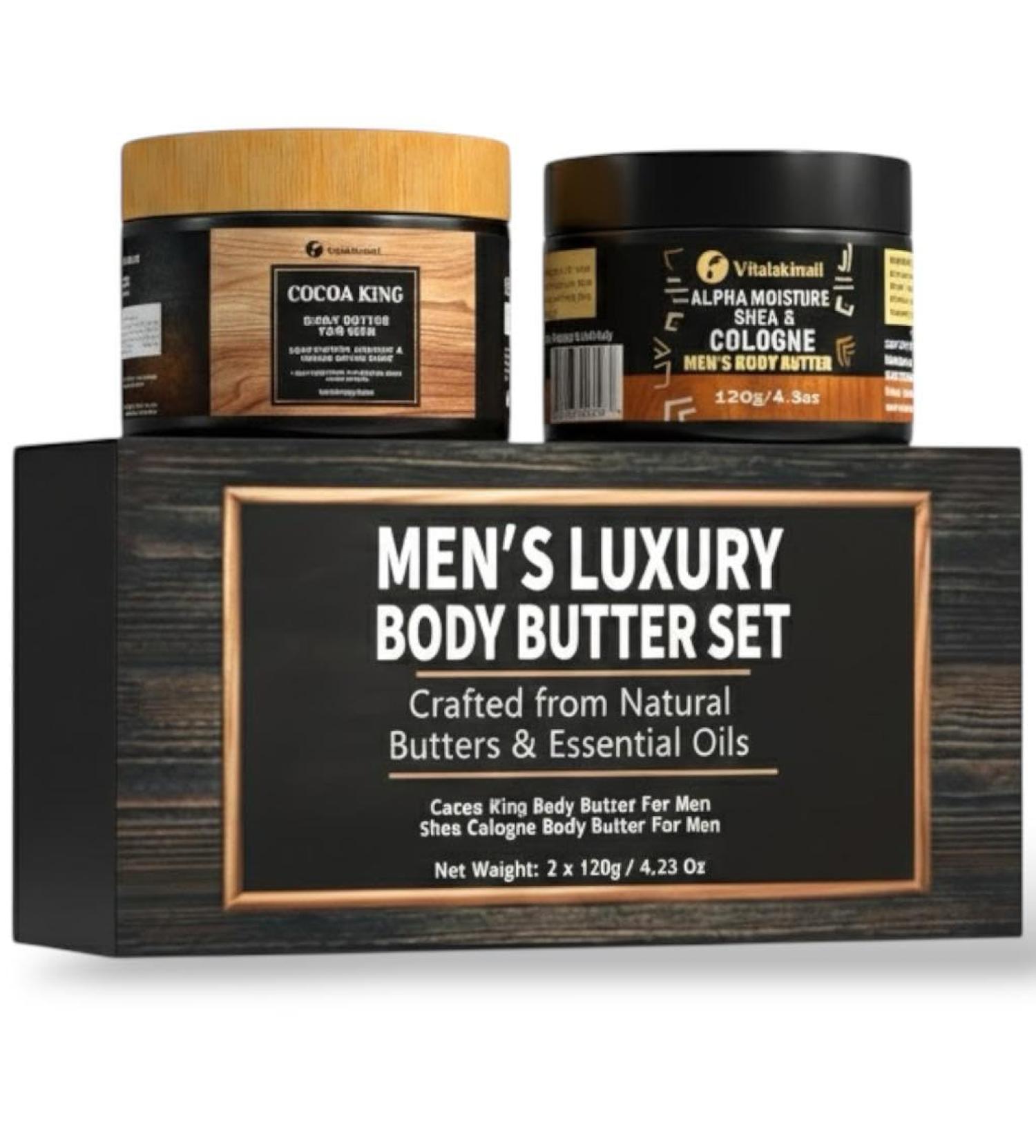 Body Butter for Men Set of 2 Shea Cologne and Cocoa King Set Body Moisturizer for Men. - Buy Online on GoSupps.com