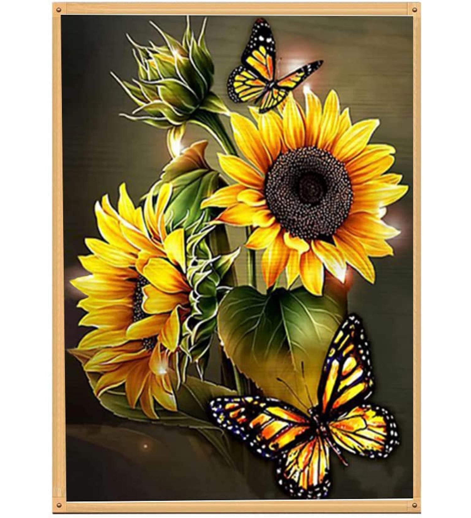 Sunflower Butterfly Cross Stitch Kit - Beginner-friendly Needlepoint Embroidery Kit (11CT) - Arts and Crafts - Buy Online on GoSupps.com