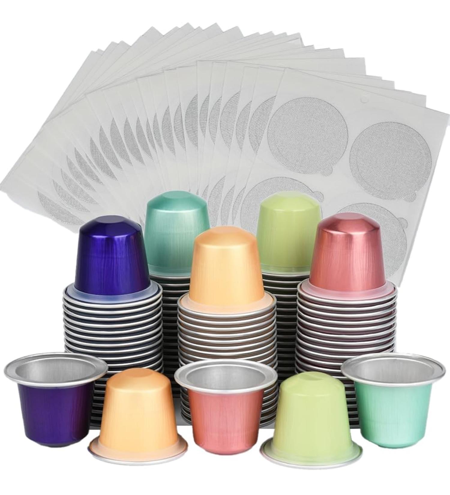 Capsules de Caf Vides en Aluminium 100 Pi ces Ensemble de Capsules Remplissables Votre Propre Kit de Tasses Caf Espresso avec Couvercles Autocollants. - Buy Online on GoSupps.com