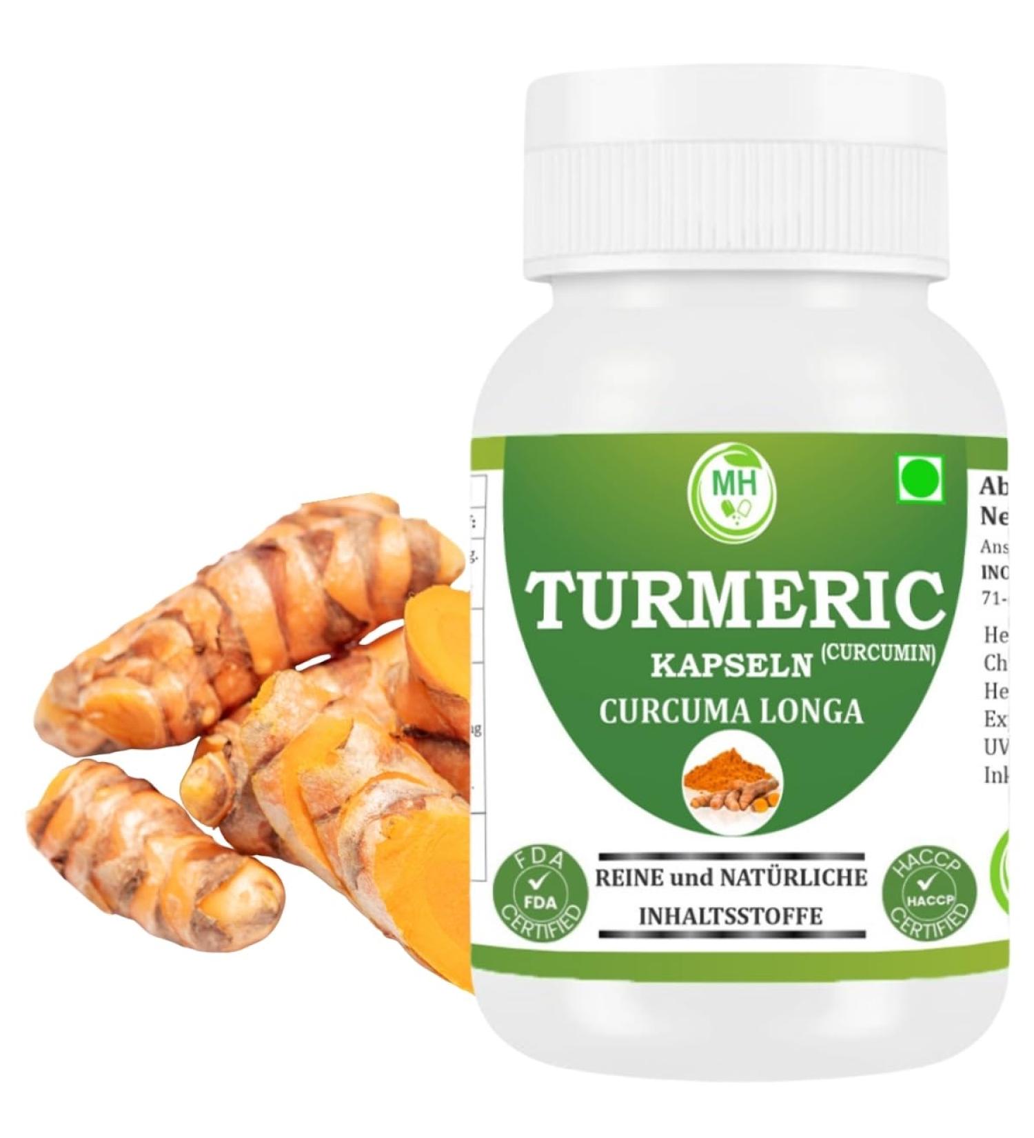  Morsan Healthcare Turmeric (Curcuma longa) Capsules | Pack of 60 x 500 mg Vegetarian Capsules | Natural Food Supplement | GMP Certified | Gluten-Free - Buy Online on GoSupps.com