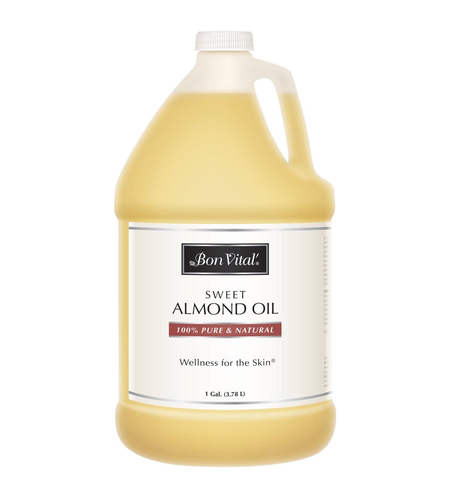 Bon Vital' Sweet Almond Oil 1 Gallon - Skin & Hair Moisturizer, Massage Oil, Carrier Oil - 100% Pure Therapy Oil - Buy Online on GoSupps.com