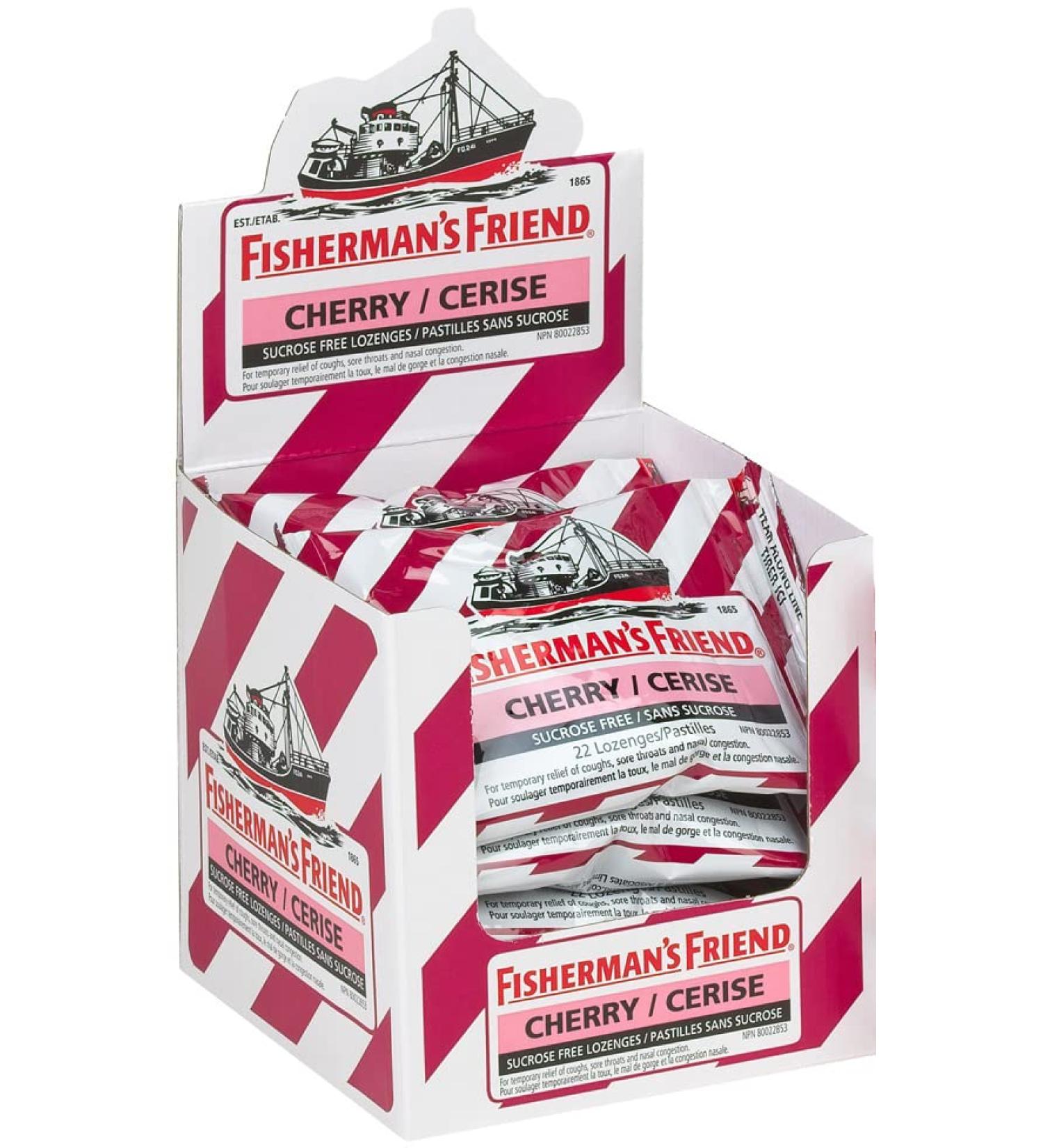 Fisherman s Friend Sugar Free Cherry | For Temporary Relief of Cough Sore Throat & Nasal Congestion | No Sugar | Halal Vegan Kosher & Gluten Free | 8 Packs of 22 Lozenges (176 Total Count) - Buy Online on GoSupps.com