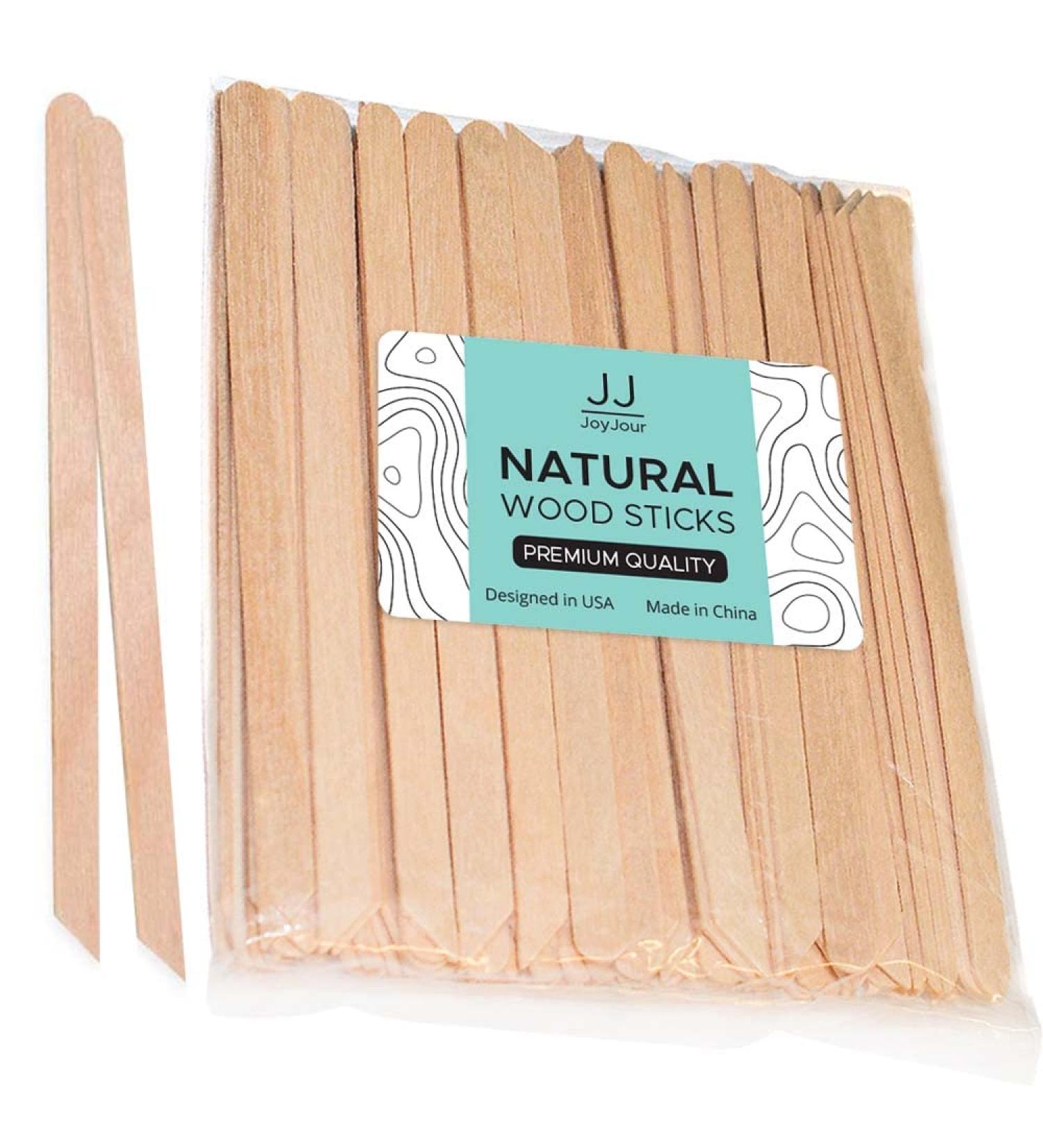 JoyJour Wooden Wax Sticks - Eyebrow, Lip, Nose Small Waxing Applicator Sticks for Hair Removal and Smooth Skin, Round and Slanted (Pack of 100)