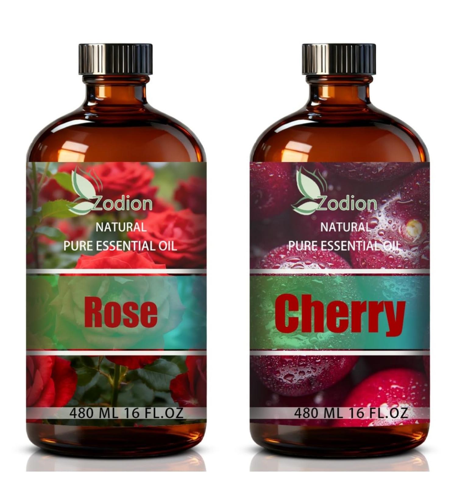 Cherry Essential Oil and Rose Essential Oil 16 Fl Oz - Cherry & Rose Oil for Diffuser Aromatherapy Home Fragrance Skin & Hair Care DIY Candle & Soap Making Yoga - Buy Online on GoSupps.com