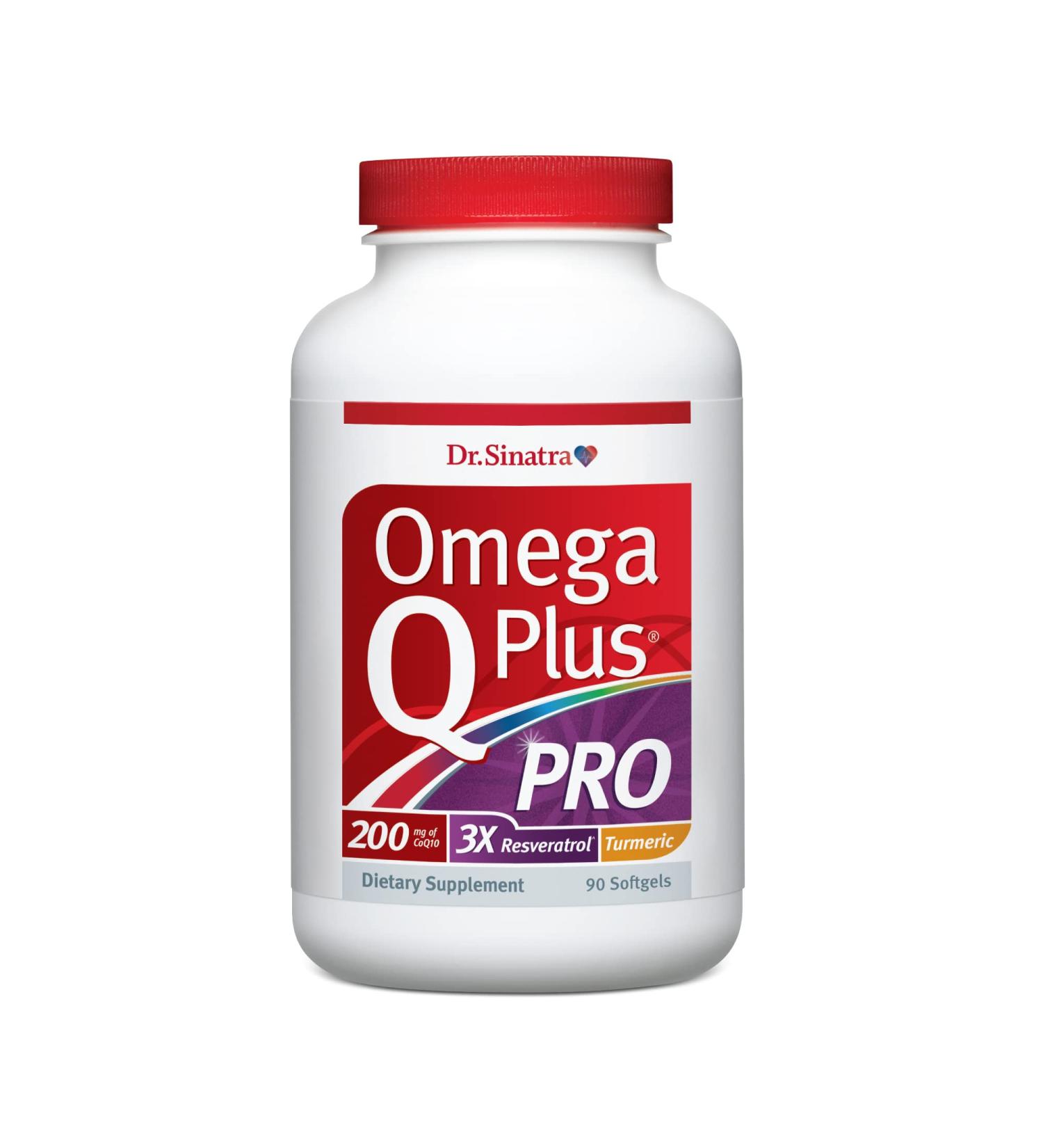Dr. Sinatra Omega Q Plus PRO Professional Strength Heart and Healthy Aging Support with 200 mg of CoQ10 and 90 mg of Resveratrol for Optimal Cellular Energy Production (90 softgels) - Buy Online on GoSupps.com
