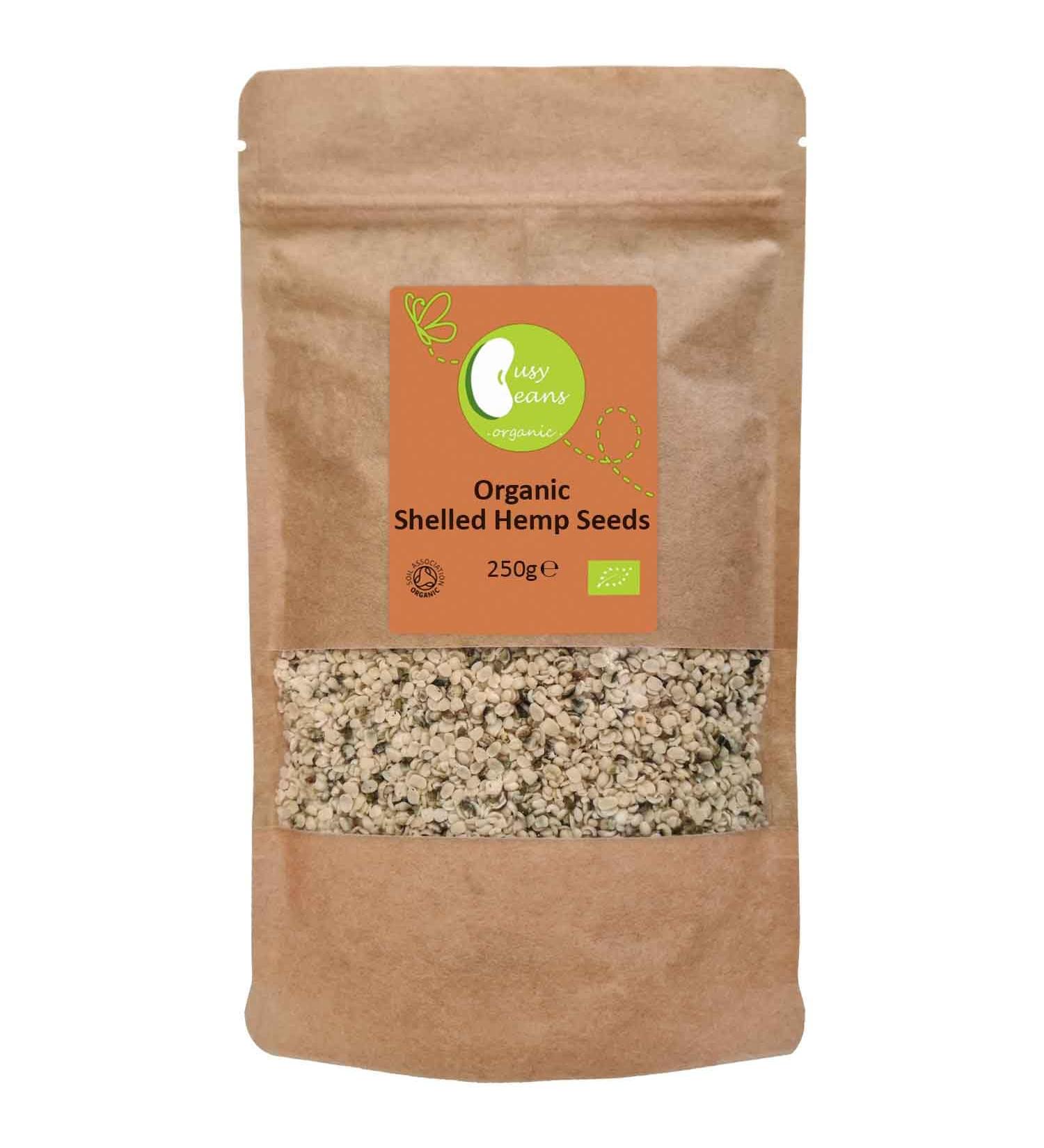 Organic Shelled Hemp Seeds - Certified Organic - by Busy Beans Organic (250g) - Buy Online on GoSupps.com