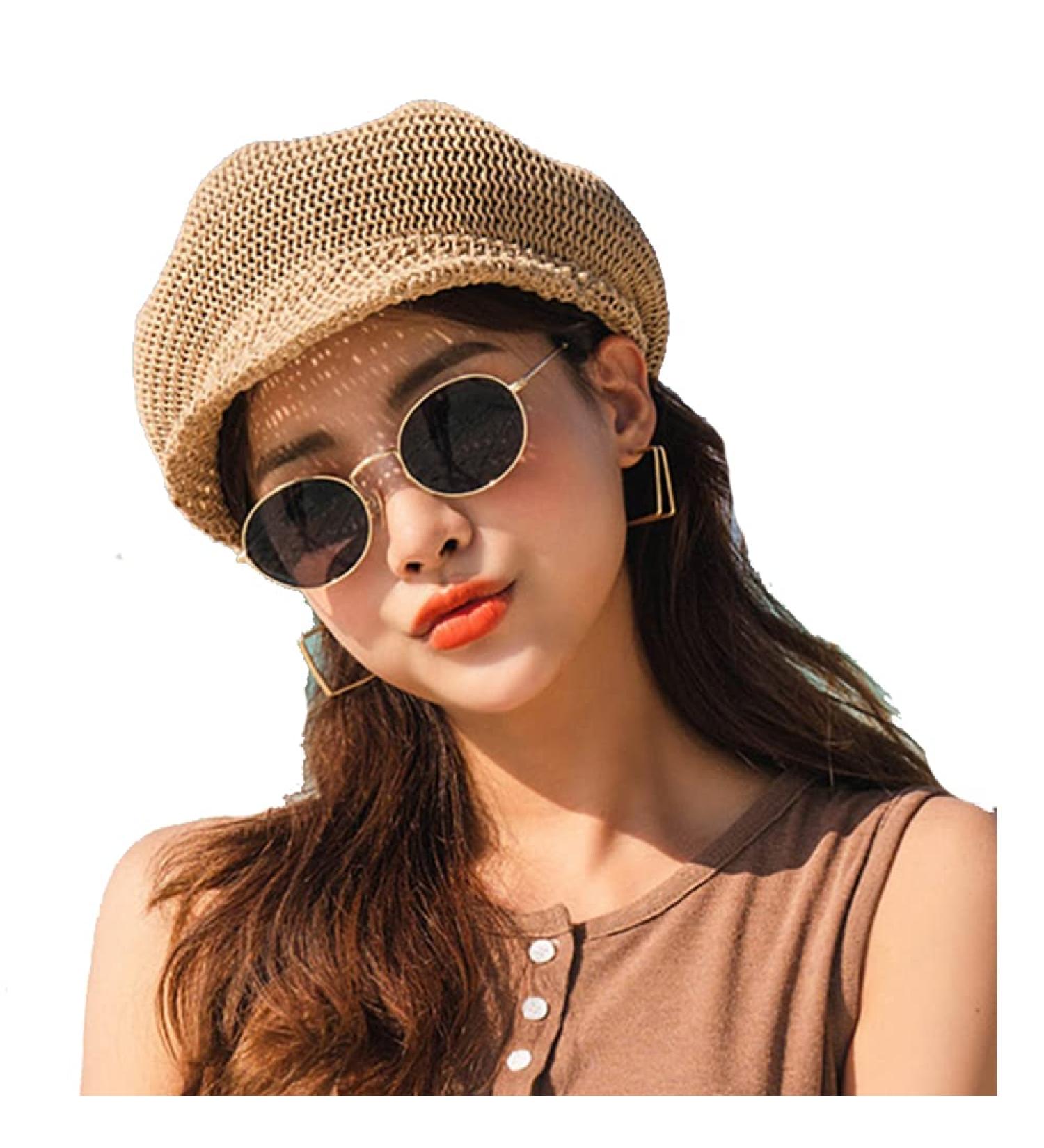 Octagonal Cap Straw Women Summer Newsboy Hat | Adjustable Boinas para Mujer | Breathable Knitted Beret - Buy Online on GoSupps.com